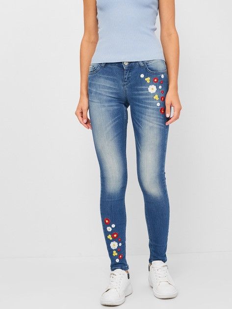 Designer × Desigual Desigual Womens Blue Skinny Denim Jeans Floral Embroidered Size 27" / US 4 / IT 40 - 1 Thumbnail