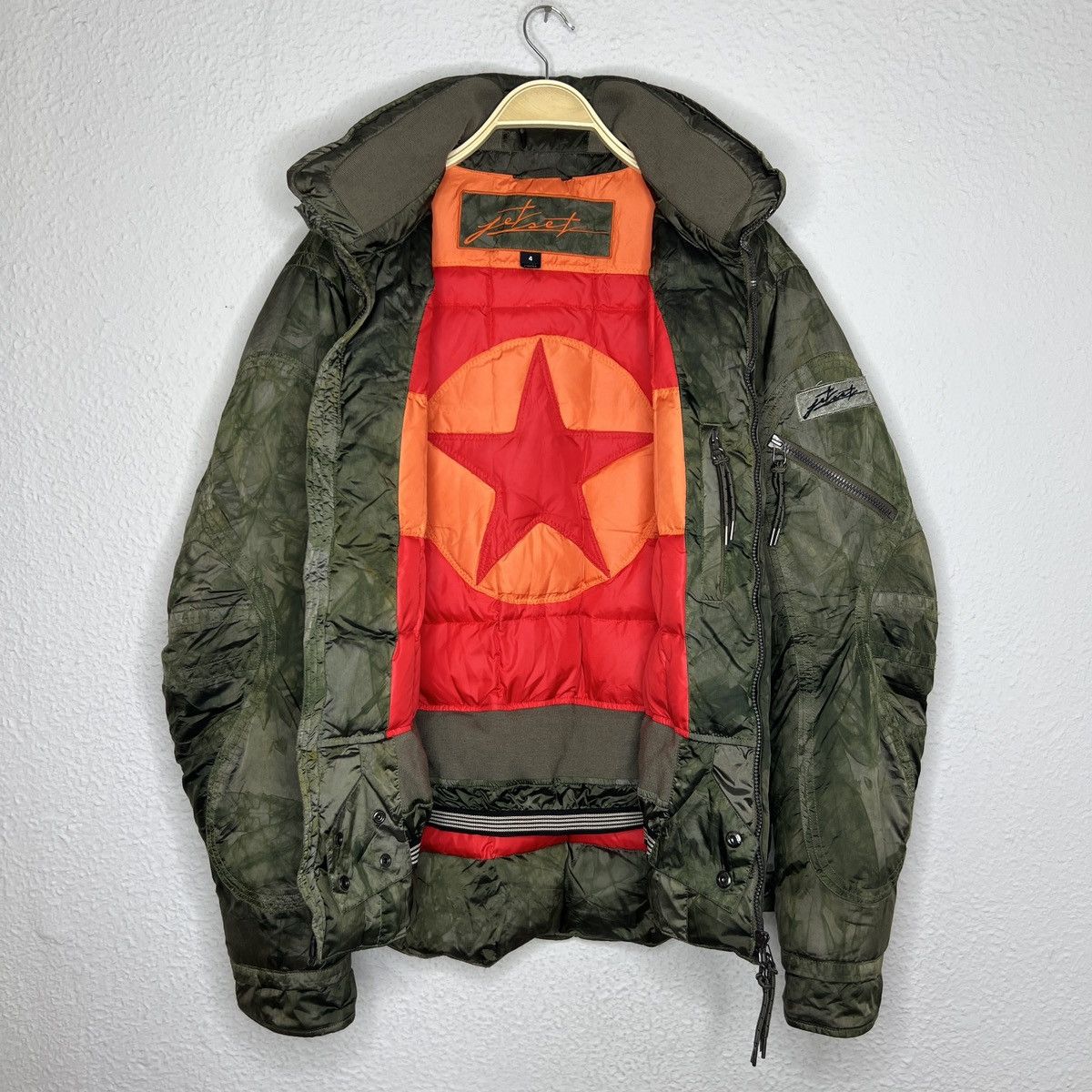 image of Archival Clothing x Jet Set Vintage Jet Set Aviator Military Bomber Jacket Camo Green in Khaki (Siz
