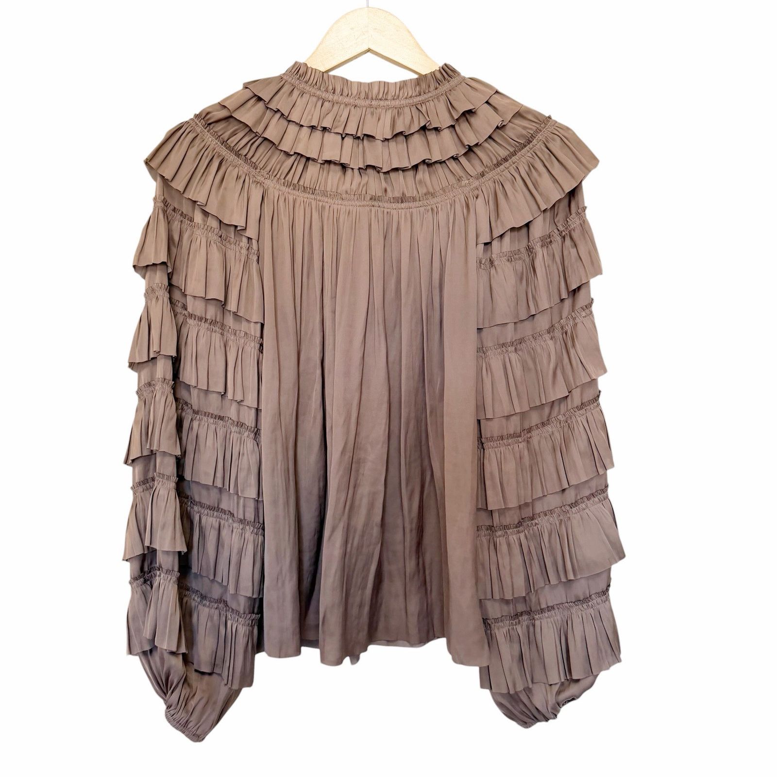 Ulla Johnson Ulla Johnson Tan Lucy Tiered Ruffle Long Sleeve Blouse Sz 8 Size M / US 6-8 / IT 42-44 - 6 Thumbnail