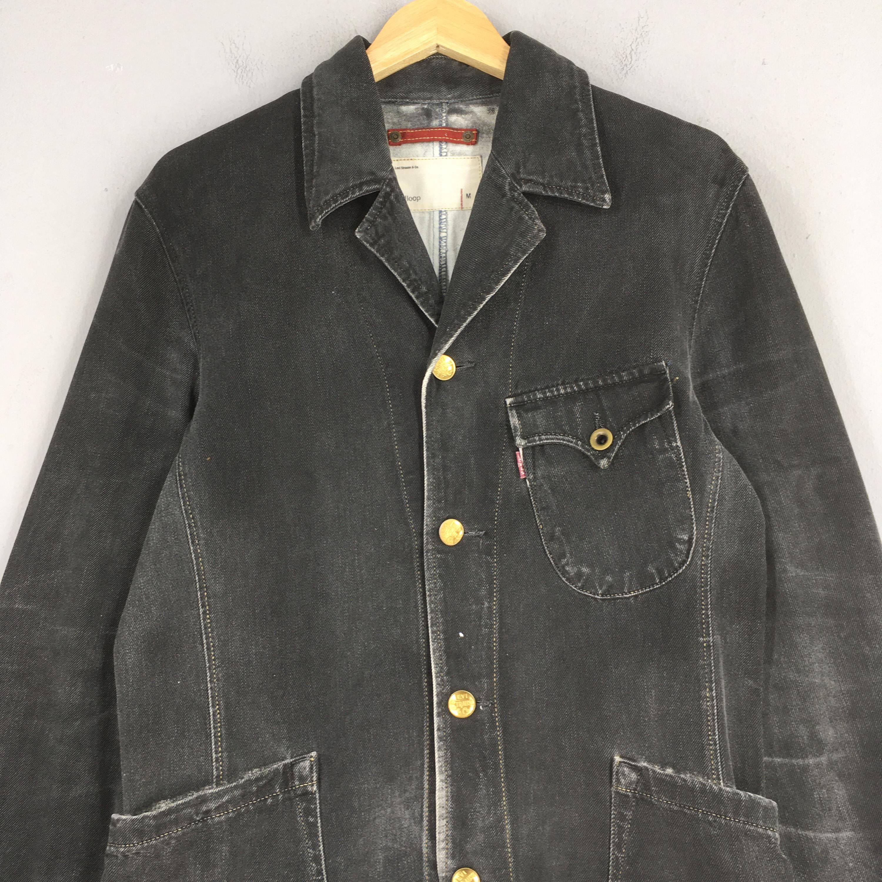 Levi's Vintage 90s Levi's Redloop Jeans Black Denim Jacket Medium Size US M / EU 48-50 / 2 - 2 Thumbnail