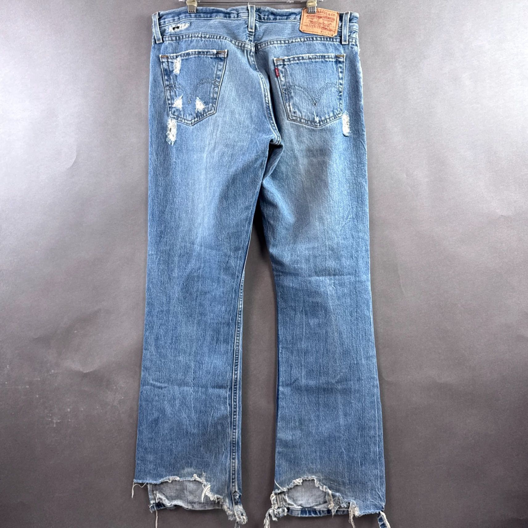 Levi's VINTAGE Levis Jeans Mens 34x34 Blue 527 Bootcut Western Destroyed Cowboy Size US 34 / EU 50 - 3 Thumbnail