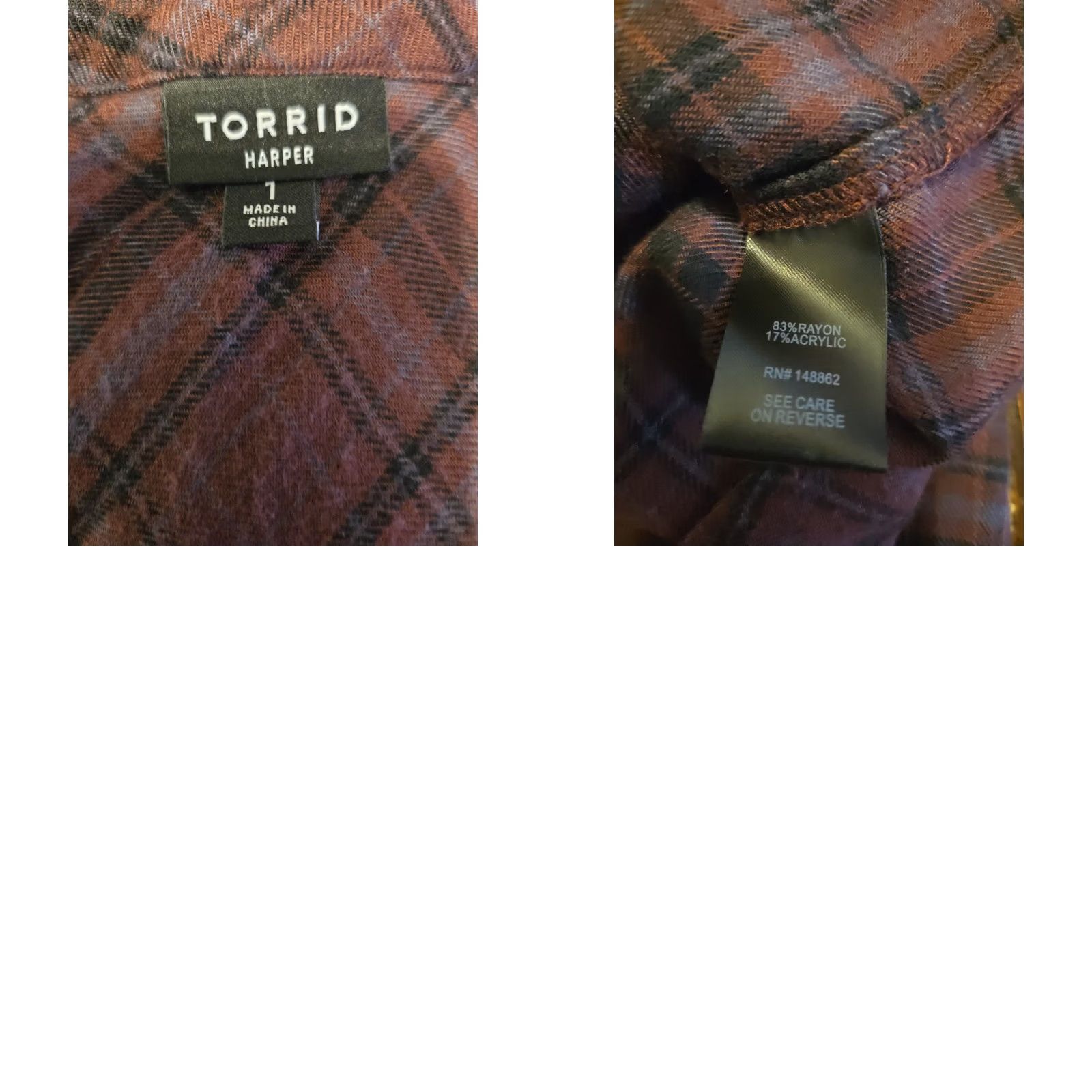 Torrid Torrid Harper Burgundy Plaid Long Sleeve Tunic Shirt 1X Women Size XL / US 12-14 / IT 48-50 - 8 Thumbnail
