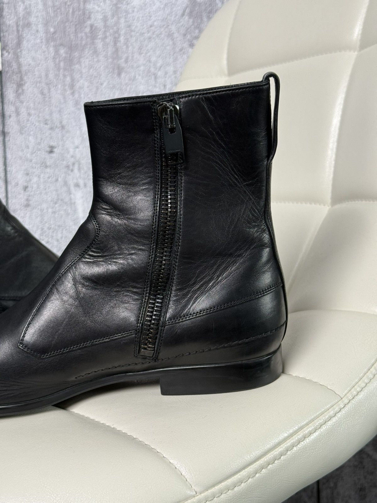 Dior × Hedi Slimane Dior Homme AW 2007 HEDI SLIMANE Era Zip-Up Leather Boots Size US 8.5 / EU 41-42 - 13 Thumbnail