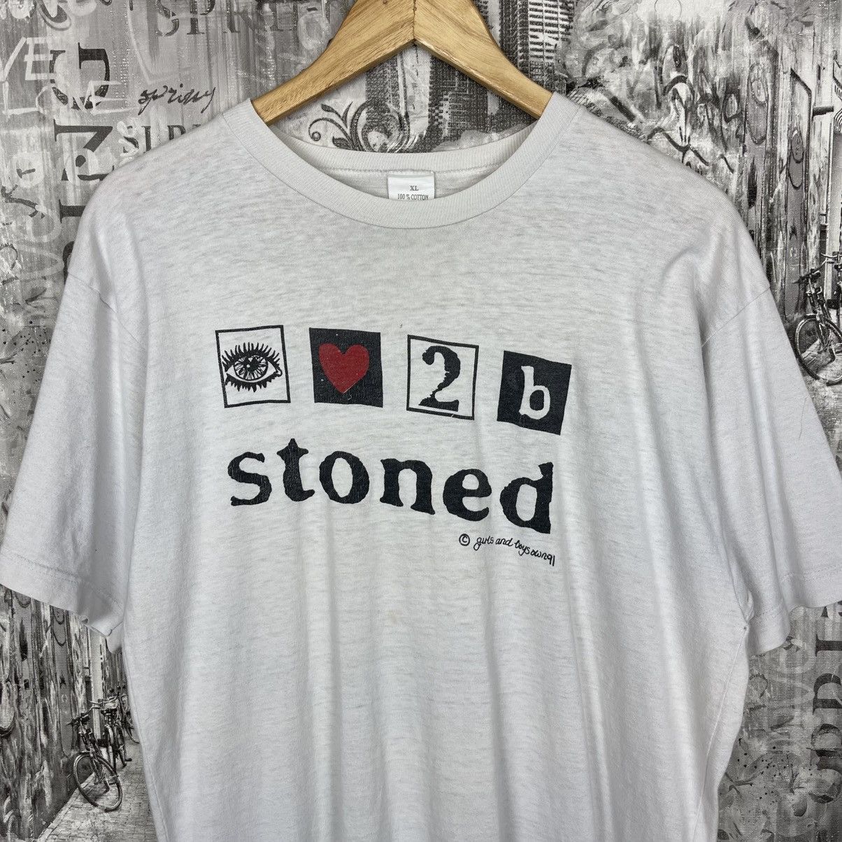 Vintage Vintage 90s I Love To Be Stoned Graphic T Shirt White Size US L / EU 52-54 / 3 - 2 Thumbnail