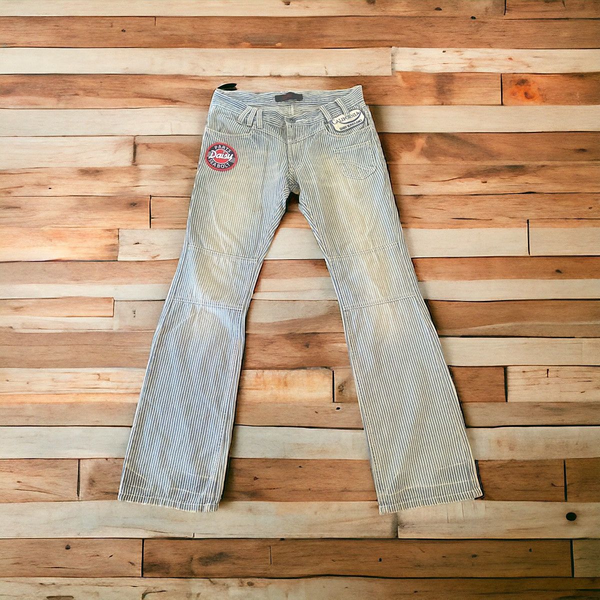 image of Hysteric Glamour x Vintage Flarevintage Daisy Hickory Denim in Blue/White (Size 31)