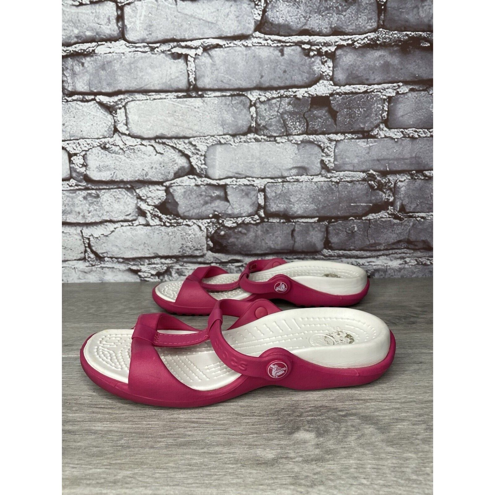 Crocs Crocs Pink Rubber Slides Lightweight Wedge Comfort Sandals W Size US 7 / IT 37 - 1 Thumbnail