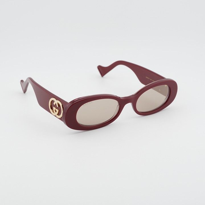 Gucci Gucci GG0517S 009 Sunglasses Burgundy Oval Frame Size ONE SIZE - 7 Thumbnail