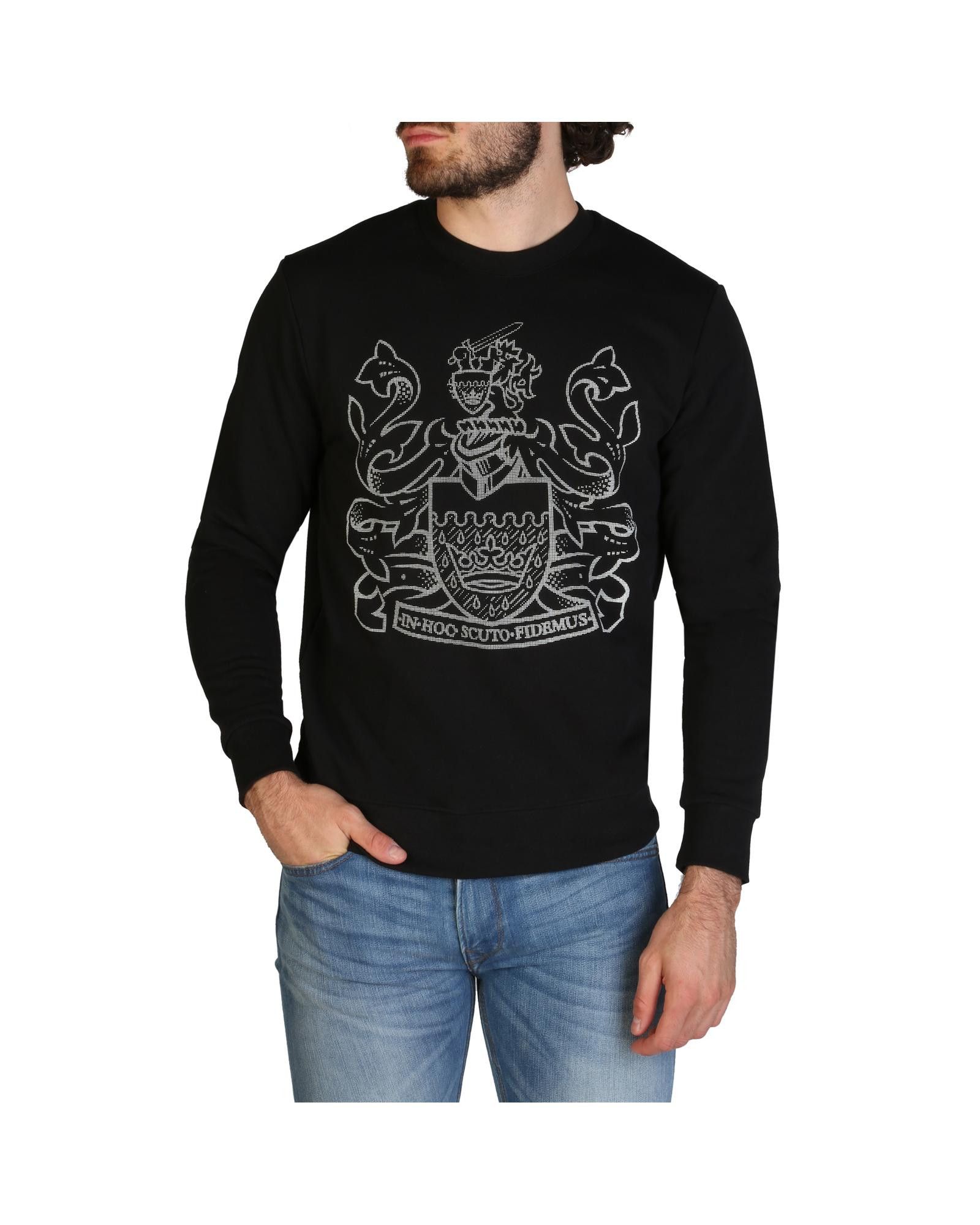 image of Aquascutum Cotton Logo Sweatshirt in Black, Men's (Size 2XL)