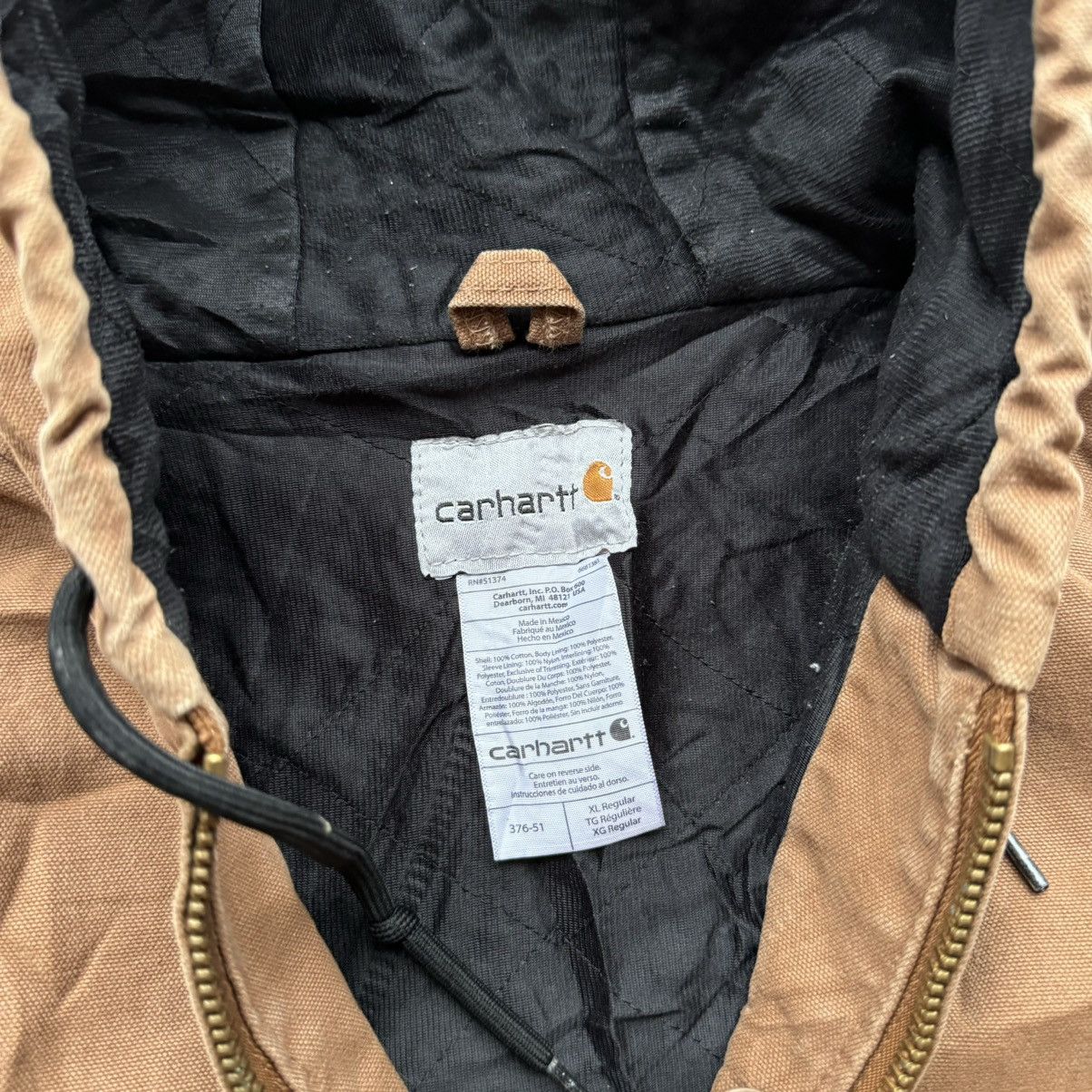 Carhartt × Vintage Vintage Carhartt Tan Faded Distressed Jacket Hooded Size US XL / EU 56 / 4 - 2 Thumbnail