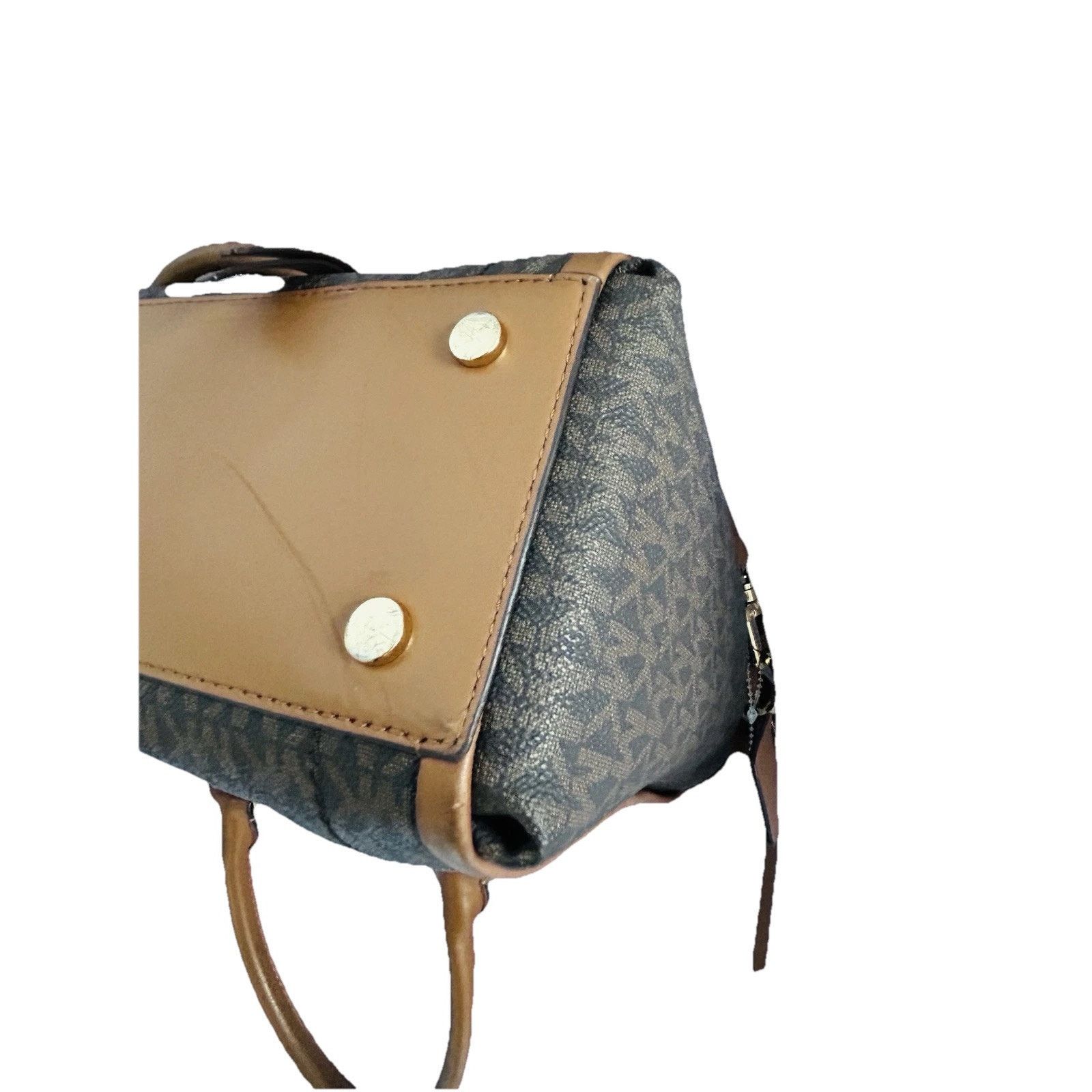 Michael Kors Michael Kors Carine Medium Brown Acorn Gold Satchel Handbag Size ONE SIZE - 20 Thumbnail