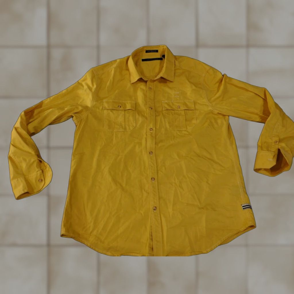 Sean John Sean John Shirt Mens 2XL Yellow Vintage Button-Up Casual Regular Plaited Plaid Long Sleeve Cotton Collar Button-Down Pockets Mens Size US XXL / EU 58 / 5 - 1 Thumbnail