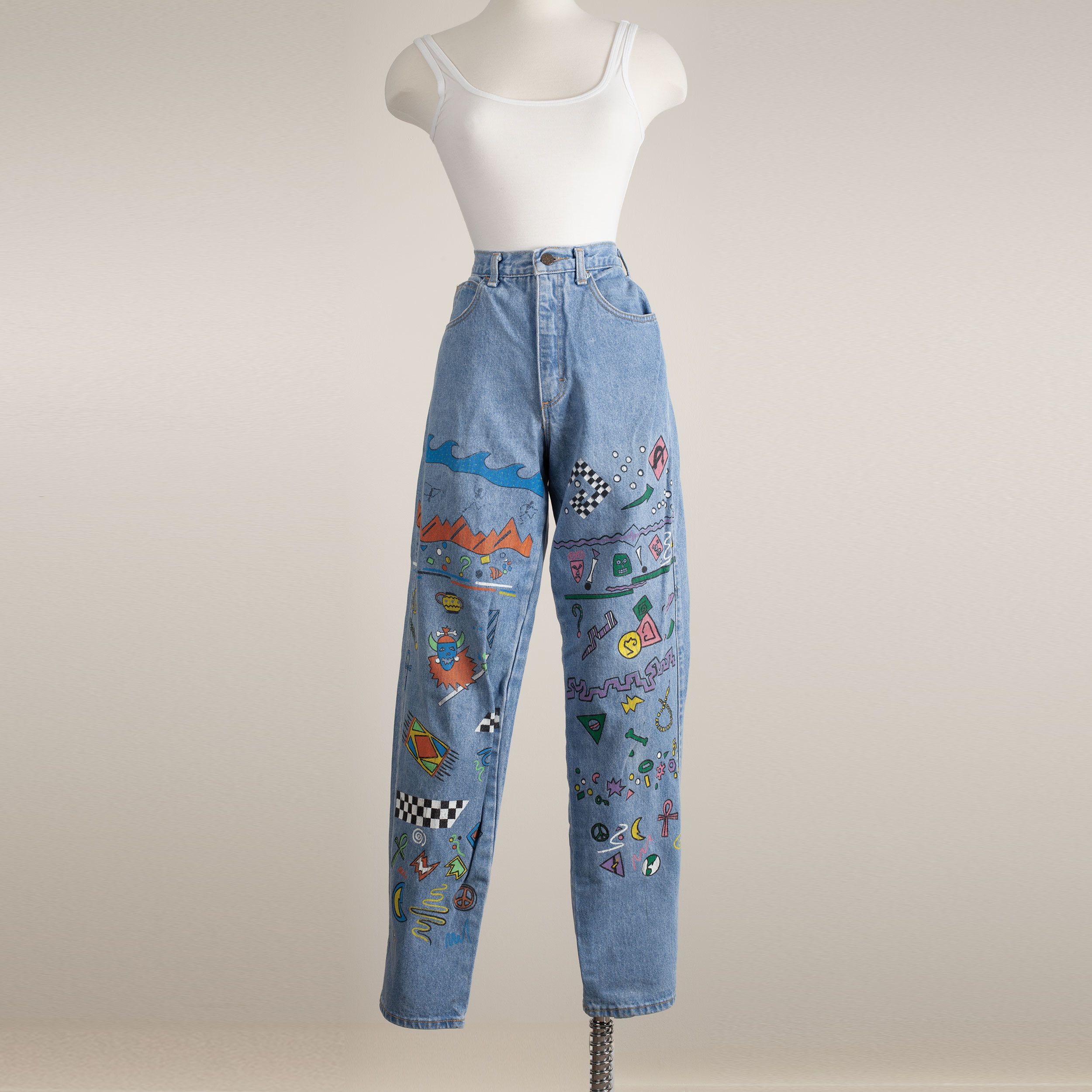 Other Vintage 90s High Waisted Painted Mom Jeans 26'' (26x32) Size 26" / US 2 / IT 38 - 1 Thumbnail