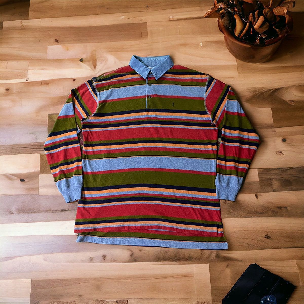 Vintage 🔥RARE🔥Yves Saint Laurent Striped Long Sleeve Size US L / EU 52-54 / 3 - 1 Thumbnail