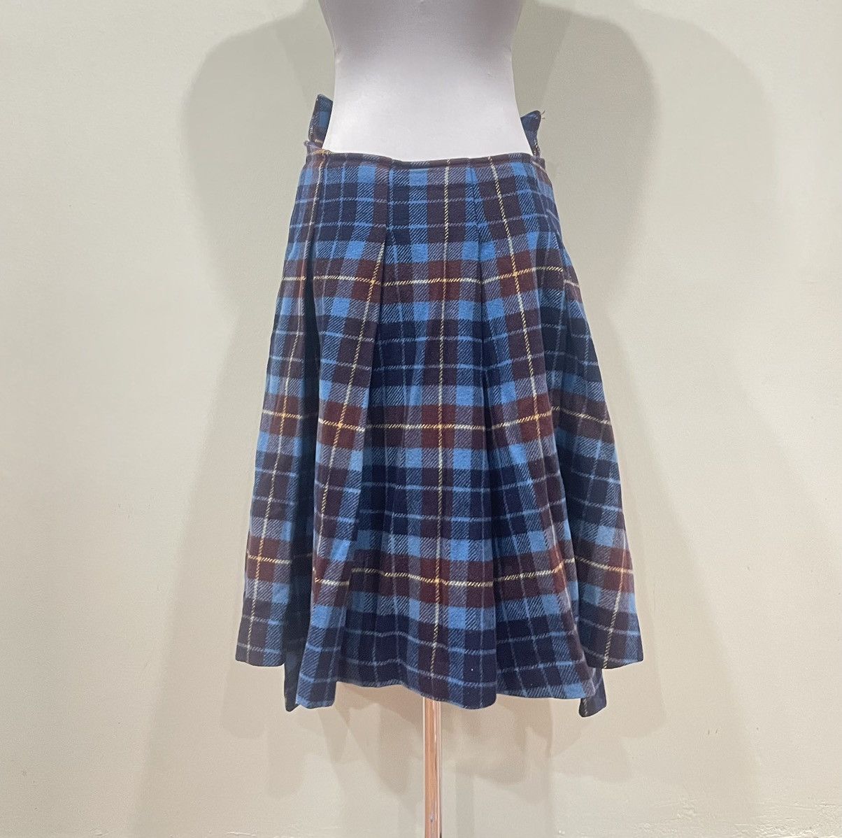 image of Issey Miyake x Sunao Kuwahara Issey Sport Sunao Kuwahara 80's Checked Maxi Skirt in Blue, Women's (