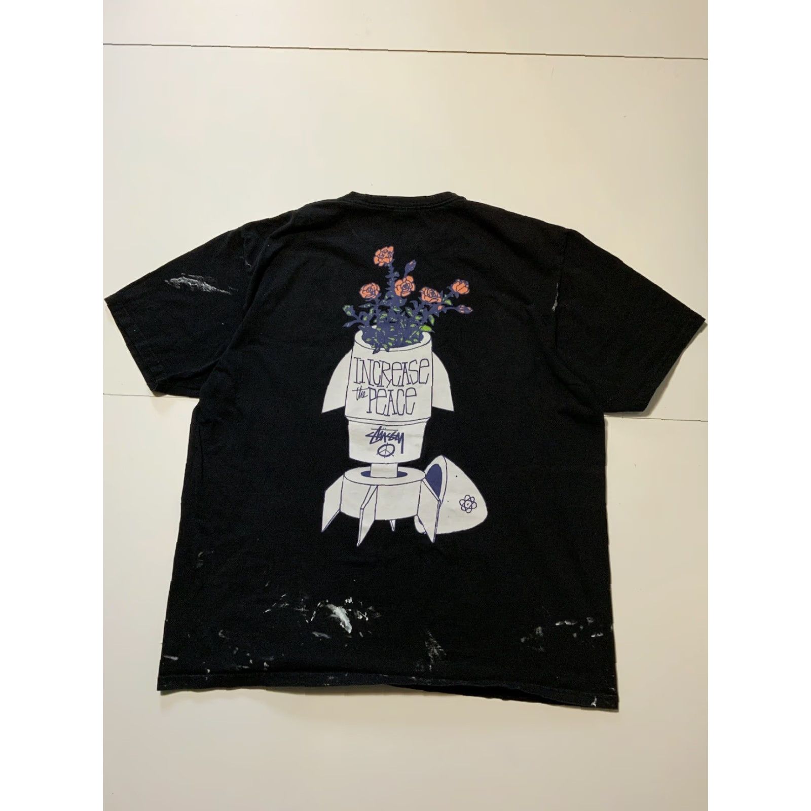 Vintage VINTAGE Stussy Increase The Peace Rose Flower Bomb Skate Graphic T-Shirt XL Mens Black 1990s 2000s Size US XL / EU 56 / 4 - 3 Thumbnail