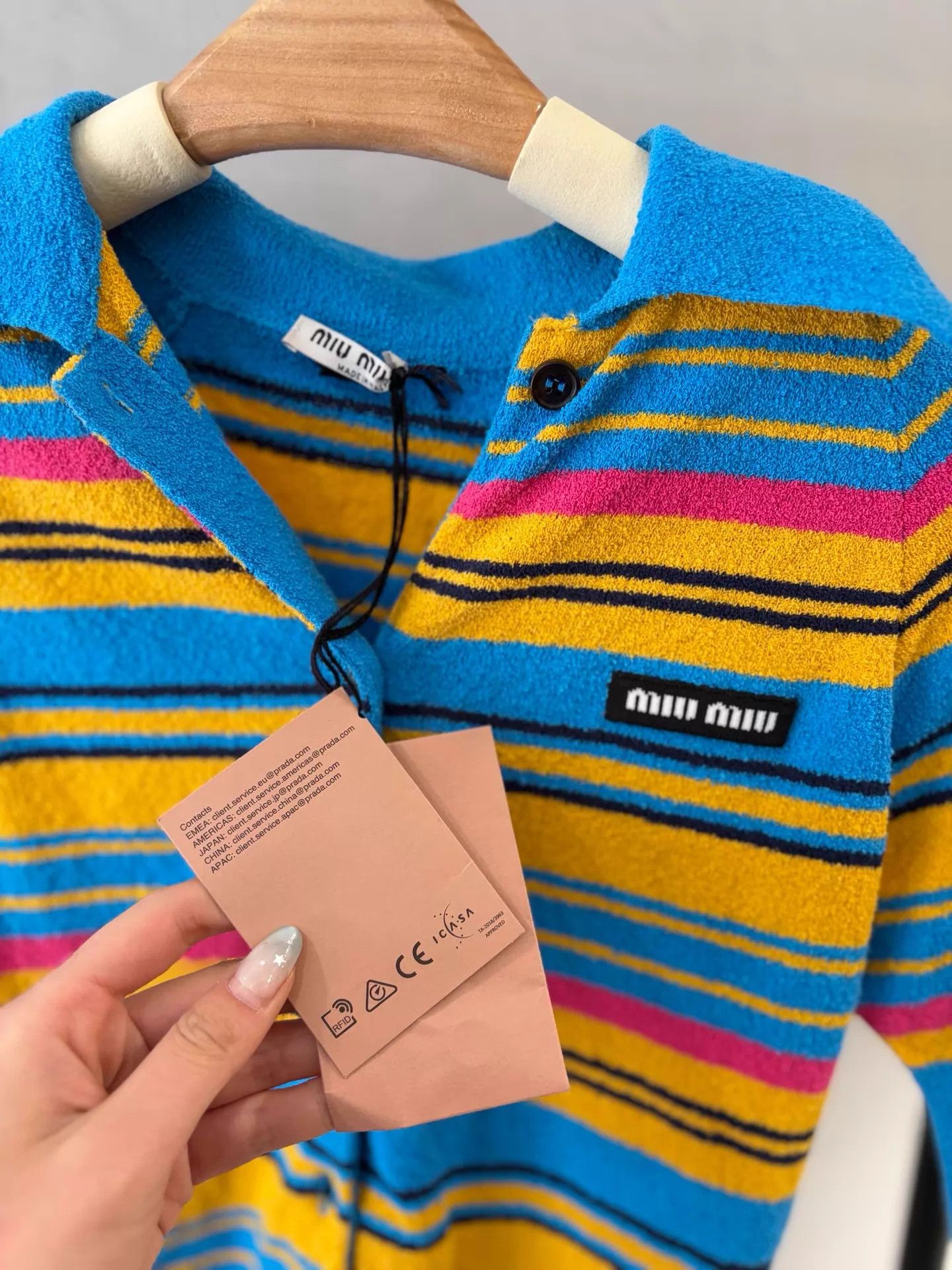 Miu Miu Miu Miu 24 Terry Cloth Color Stripe Knit Short Sleeve 38 Size XS / US 0-2 / IT 36-38 - 2 Thumbnail