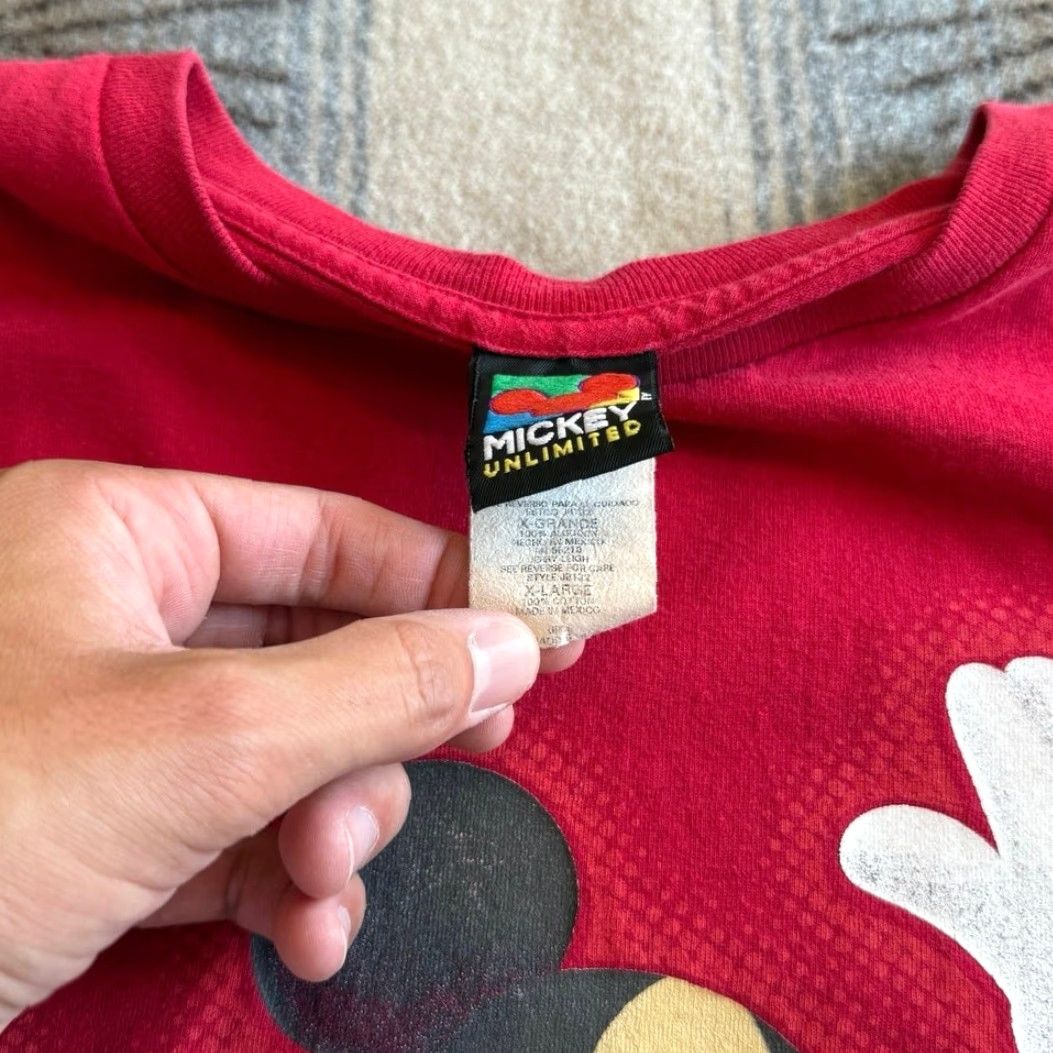 Mickey Unlimited VINTAGE Mickey Unlimited 90s T-Shirt XL Men Mickey Mouse Disney Red Short Sleeve 1990s Mens Size US XL / EU 56 / 4 - 3 Thumbnail