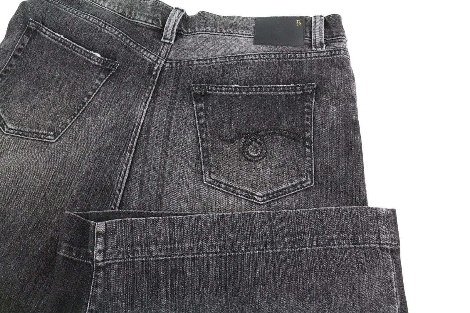 R13 JESSE 38 Vintage Grey Drop Crotch Loose Baggy Dark 86494 Size 28" / US 6 / IT 42 - 5 Thumbnail
