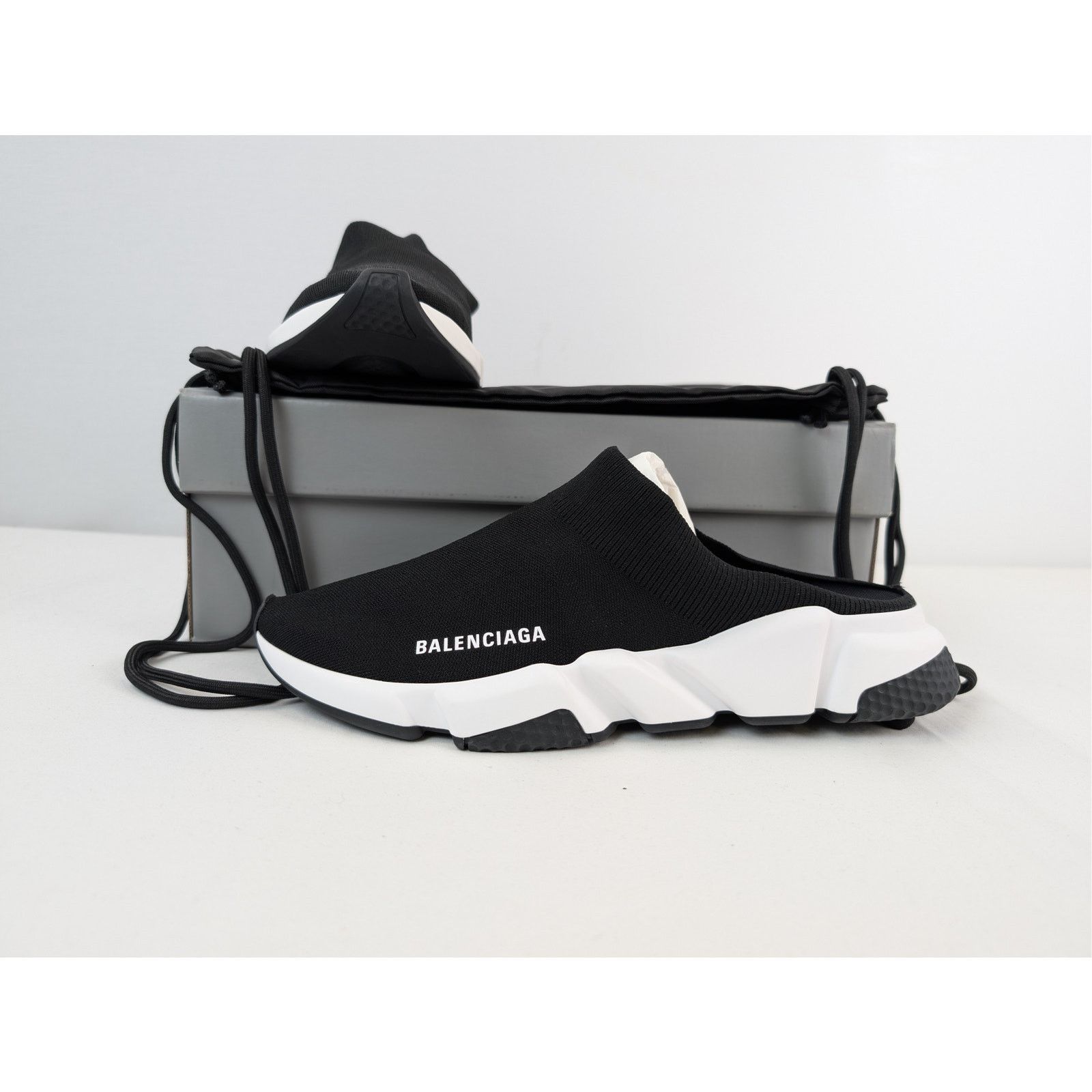 Balenciaga o1rshd1 Speed Mule Slide Slipper in Black / White Size US 9 / EU 42 - 18 Thumbnail