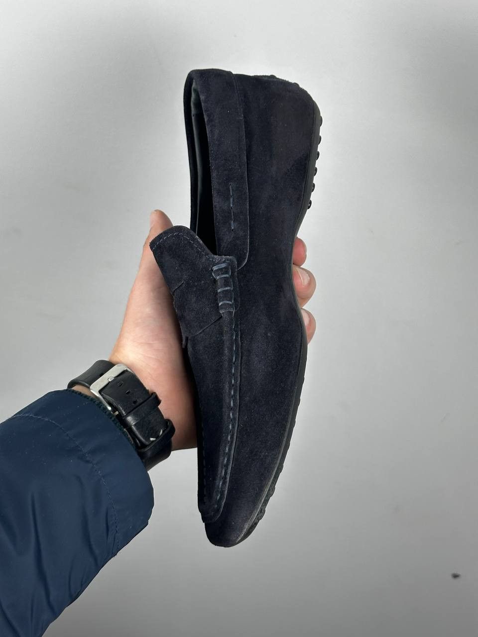 Tod's Tods Luxury Navy Suede Iconic Moccasin Loafers Size US 7 / EU 40 - 4 Thumbnail