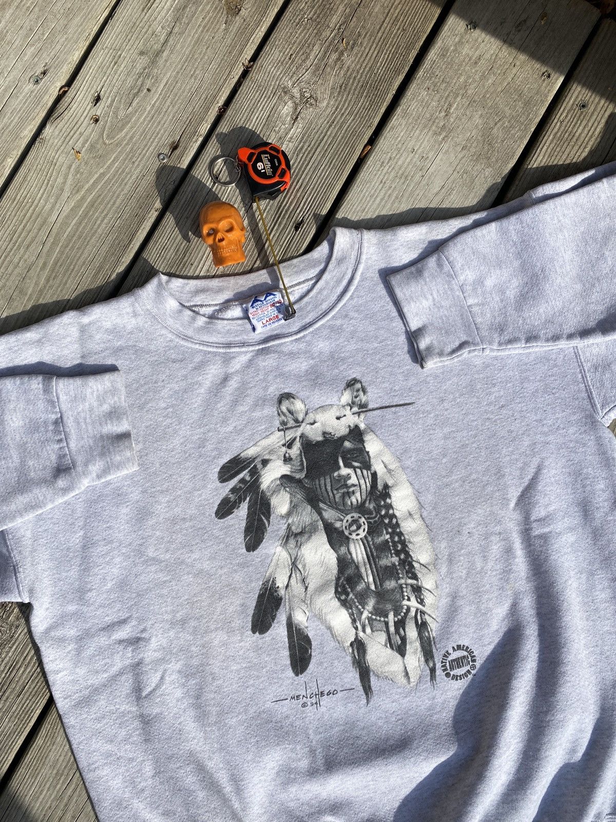 AAA × Vintage 90s native american chief wolf art sweatshirt L Size US L / EU 52-54 / 3 - 2 Thumbnail