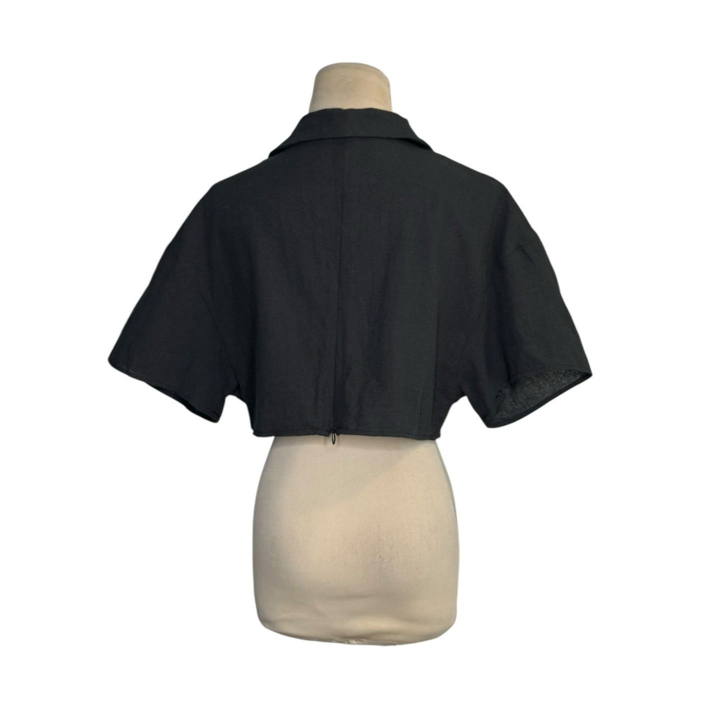 Shein Shein black short sleeves crop blouse size Large Size XS / US 0-2 / IT 36-38 - 2 Thumbnail