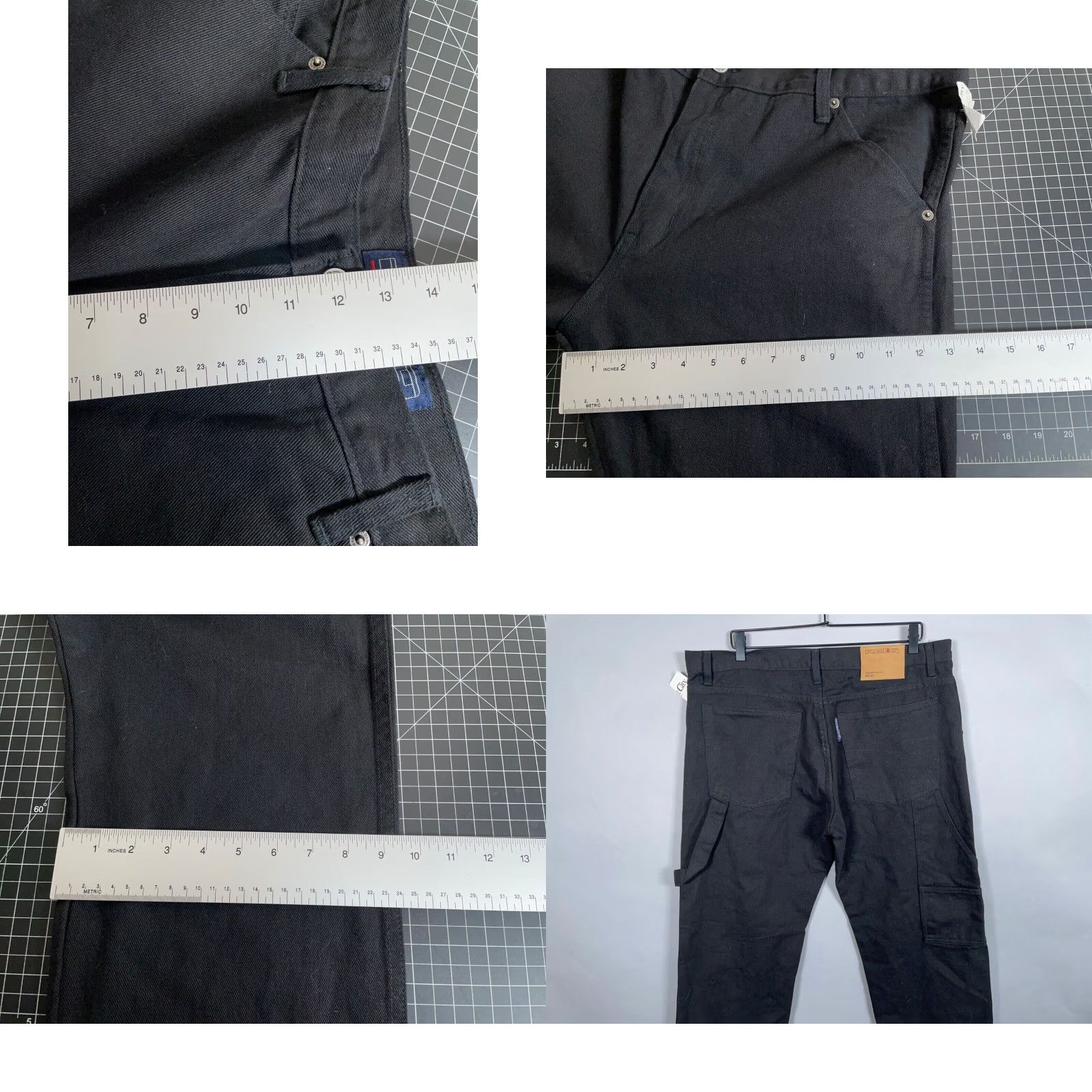 Denime VINTAGE Reliq Men's Jeans Carpenter Pants 36 x 32 Black Denim 90s Grunge Retro Baggy Fit Size US 39 - 8 Thumbnail