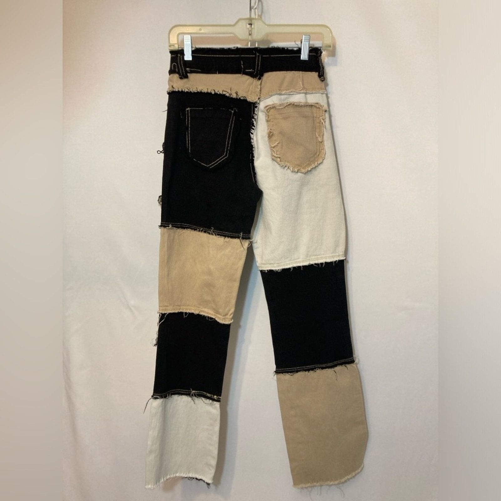 Other Jeans Black White Tan Patchwork Cut Off High Rise Jean Pants Size 27" / US 4 / IT 40 - 8 Thumbnail