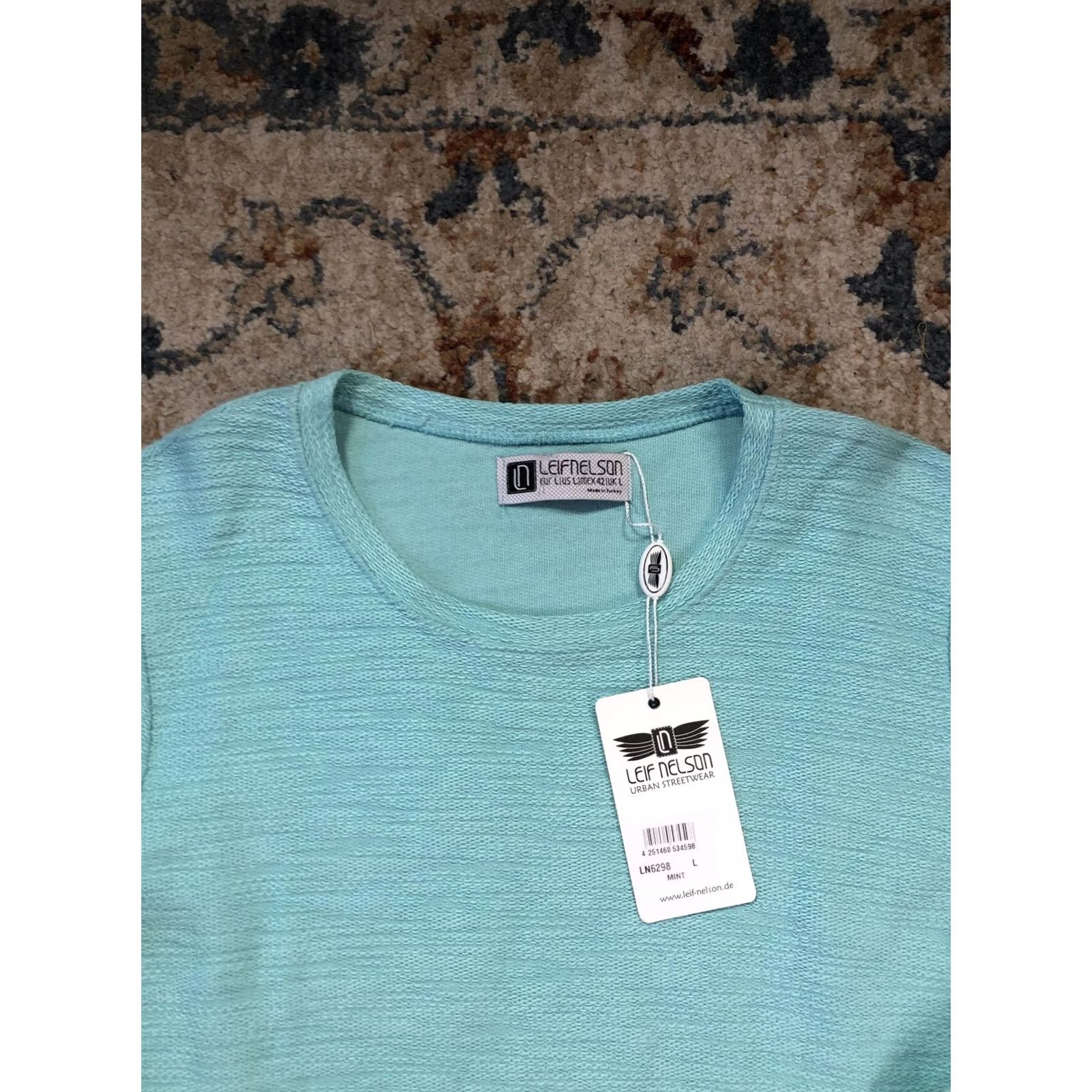 Vintage DAN Leif Nelson Sweater Mens L Mint Green Crewneck Lightweight Knit Pullover Slim Fit Long Sleeve Casual Logo Patch Size US L / EU 52-54 / 3 - 2 Thumbnail