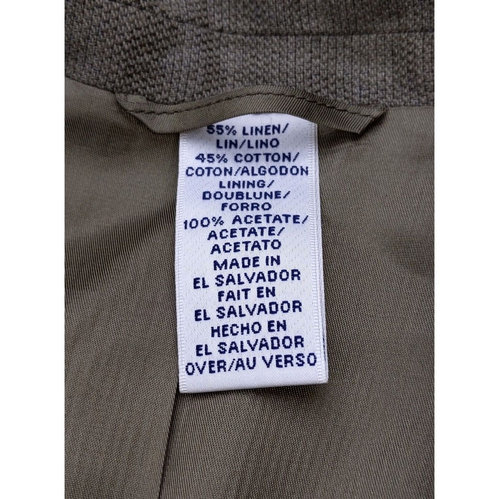 Liz Claiborne Claiborne Sport Coat Mens 40 Long Brown Linen Cotton Blazer Jacket Summer Business Casual Notch Lapel Two-Button Front Front Two-Button Size 40R - 5 Thumbnail