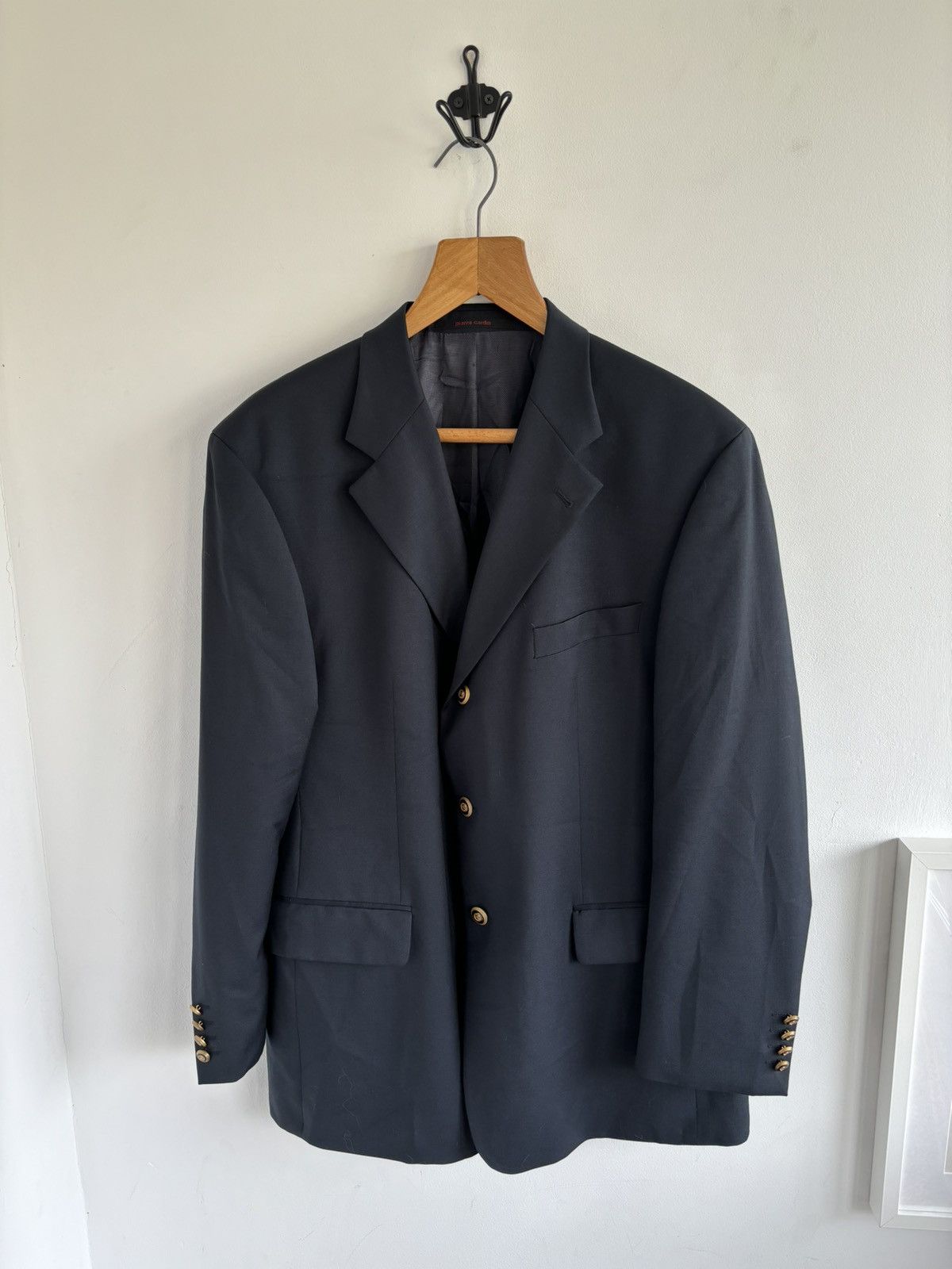 Pierre Cardin Vintage Pierre Cardin Navy Wool Metal Button Blazer Size 54R - 1 Thumbnail
