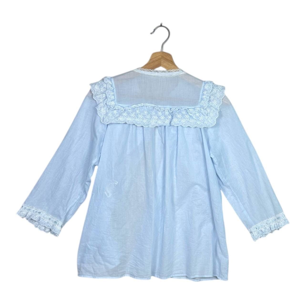 Christian Dior Monsieur Vintage Christian Dior Blue Lace Lingerie Bed Jacket M 80s Size M / US 6-8 / IT 42-44 - 2 Thumbnail