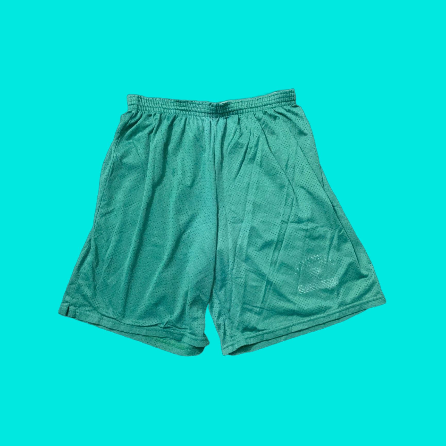 Vintage VINTAGE The Cotton Exchange Basketball Shorts Green L Men Distressed High School Varsity Sports Jersey Nylon Athletic Inseam 8 in 28 in Waist Size US 33 - 1 Thumbnail