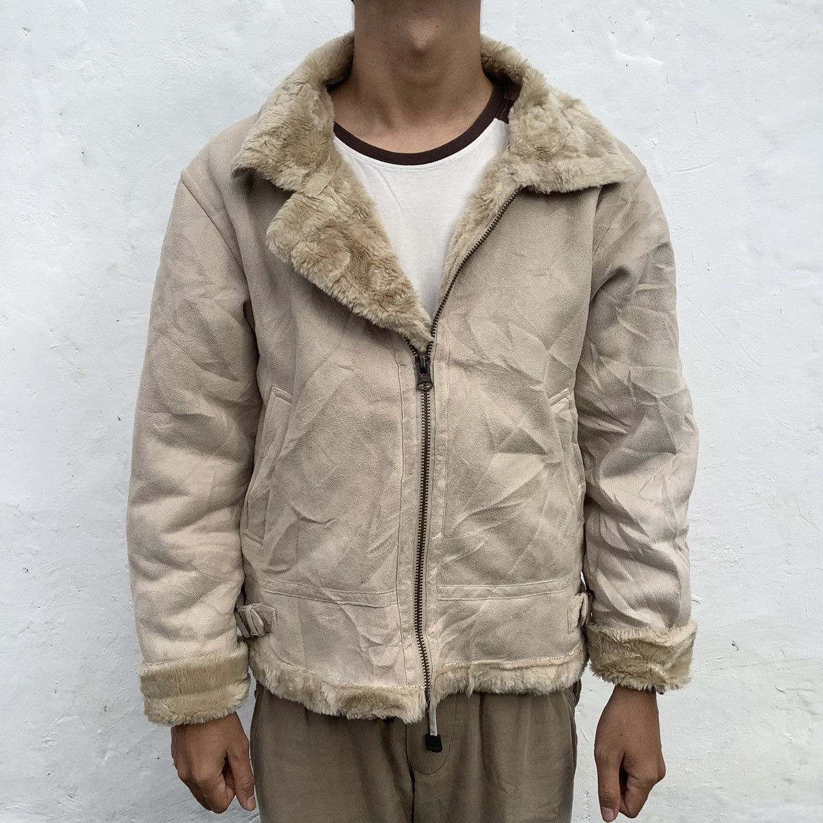 If Six Was Nine Bear USA Leather Sherpa Zip Up Fur Faux Jacket Size US M / EU 48-50 / 2 - 3 Thumbnail