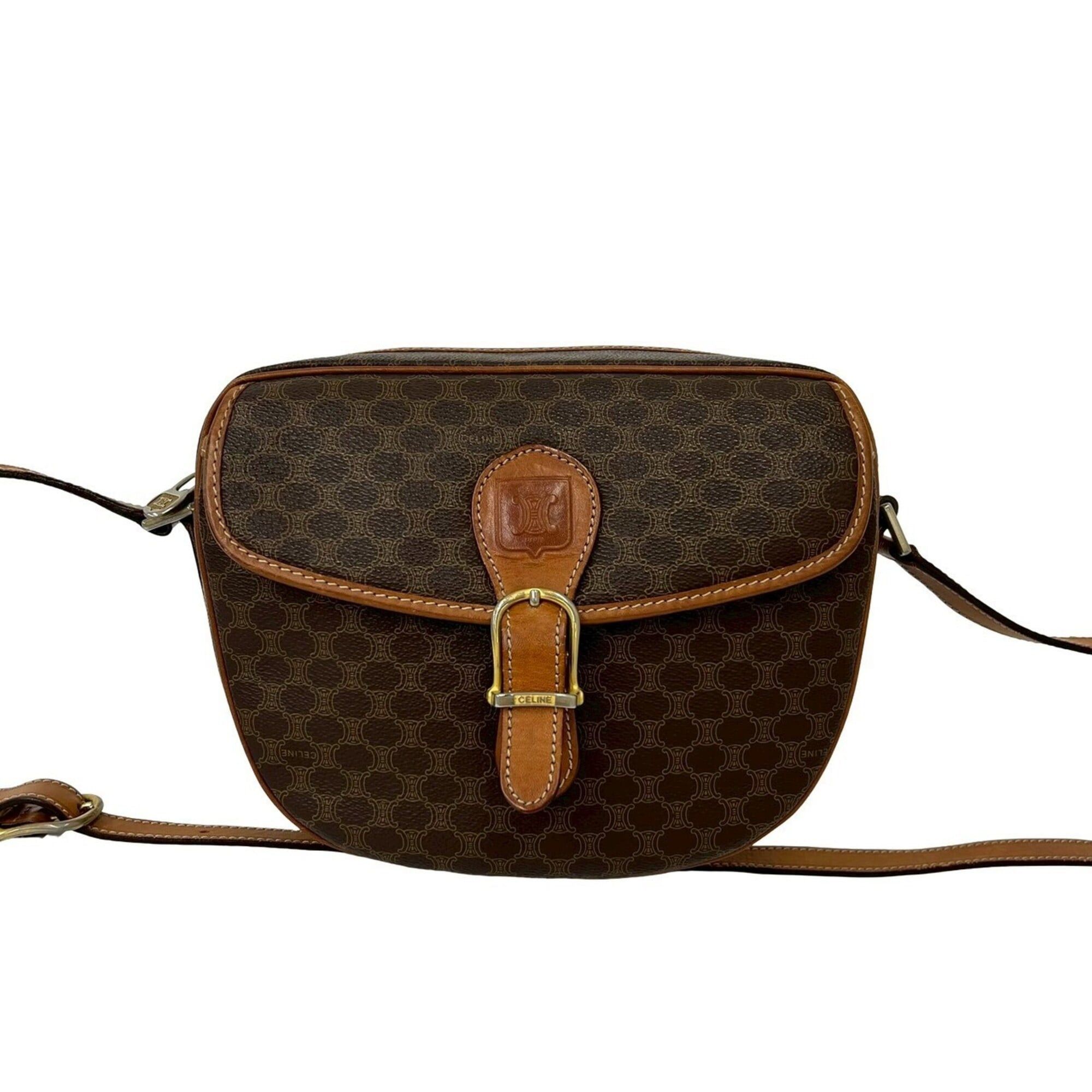 Celine CELINE Vintage Macadam Blazon Triomphe Logo Pattern Leather Shoulder Bag, Brown, 53850 Size ONE SIZE - 1 Thumbnail