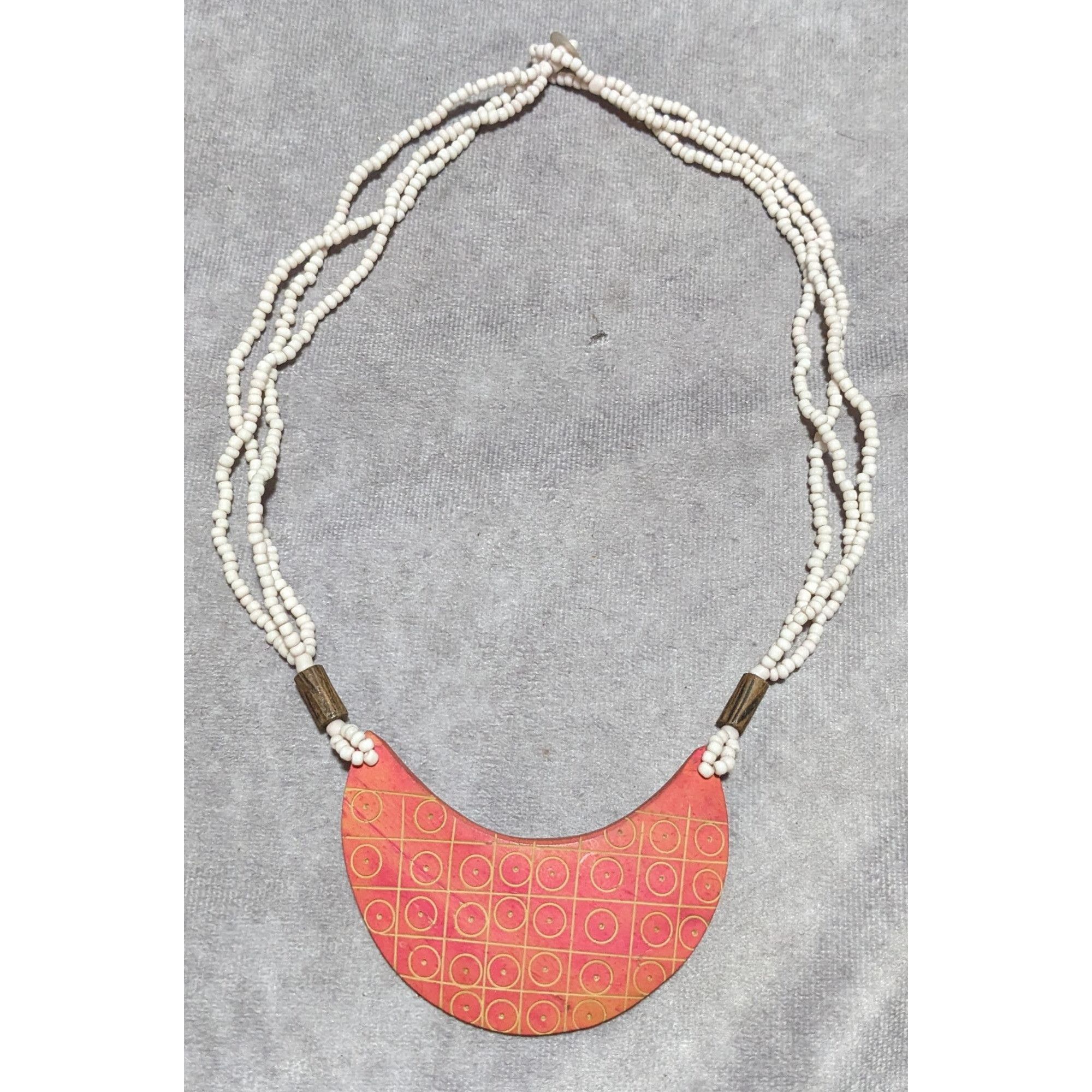 Other Beaded Necklace With Geometric Pendant In Pink & White Size ONE SIZE - 13 Thumbnail