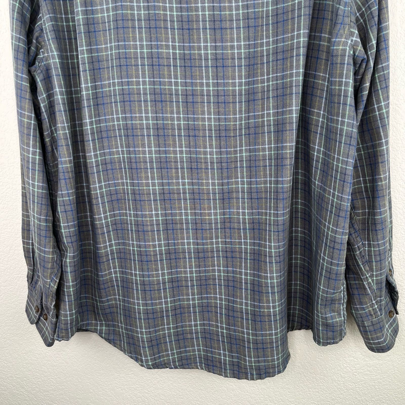 Flannel Haggar Long Sleeve Gray Button Front Plaid Flannel Shirt Size US XL / EU 56 / 4 - 13 Thumbnail