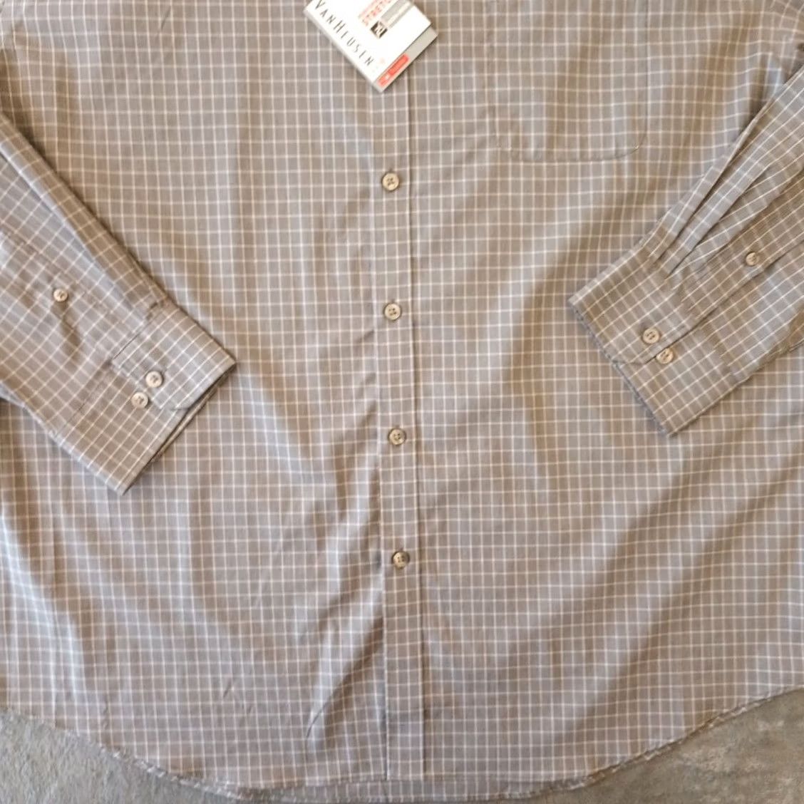 Van Heusen Van Heusen Shirt Mens 2XL Gray Check Long Sleeve Button-Up Cotton Blend Regular Size US XXL / EU 58 / 5 - 5 Thumbnail
