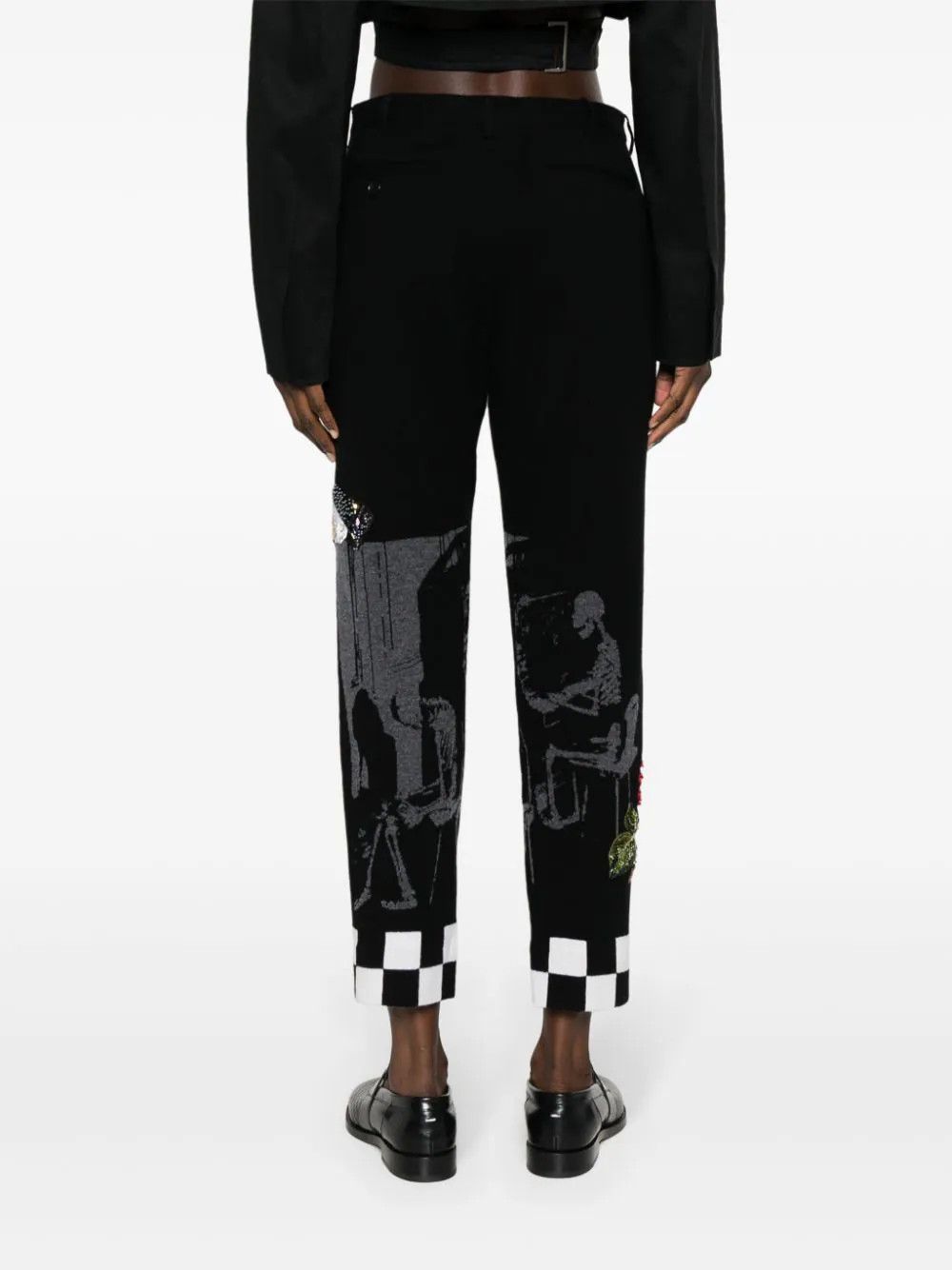 Undercover o1mle0824 Embrodiered Mid-Rise Trousers in Black Size 26" / US 2 / IT 38 - 4 Thumbnail