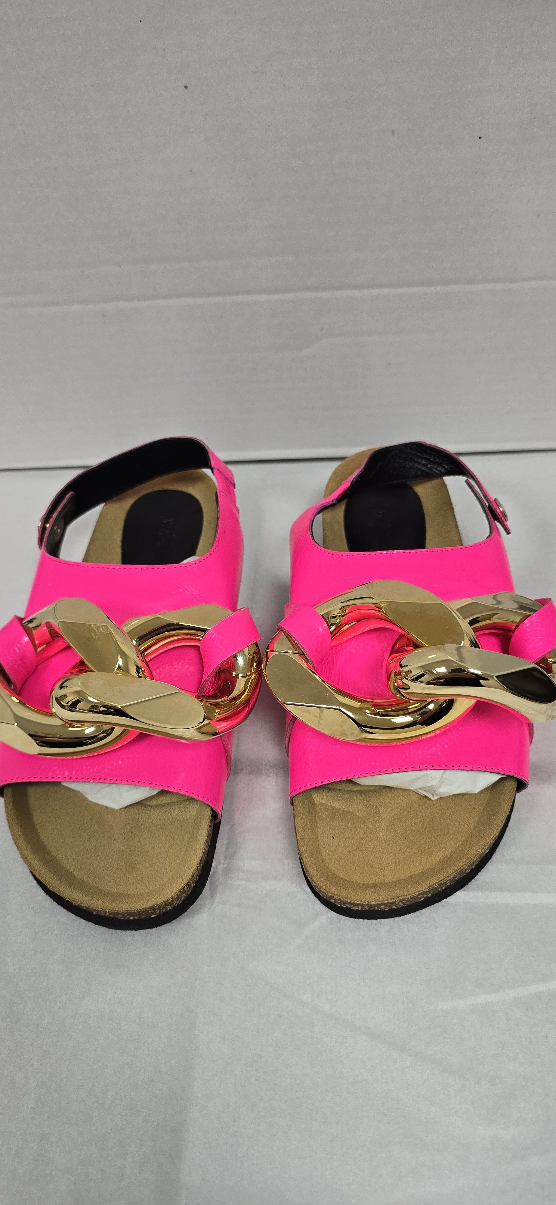 JW Anderson Neon Pink Chain Leather Slingback Sandals RRP $595 Size US 6 / IT 36 - 1 Thumbnail