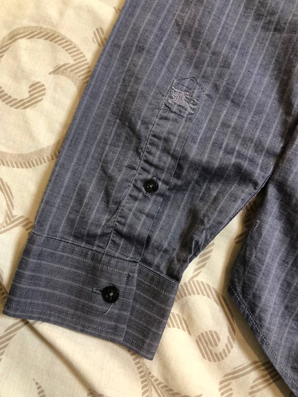 Burberry Burberry London Grey Pinstripe Button Up Shirt Size US L / EU 52-54 / 3 - 12 Thumbnail