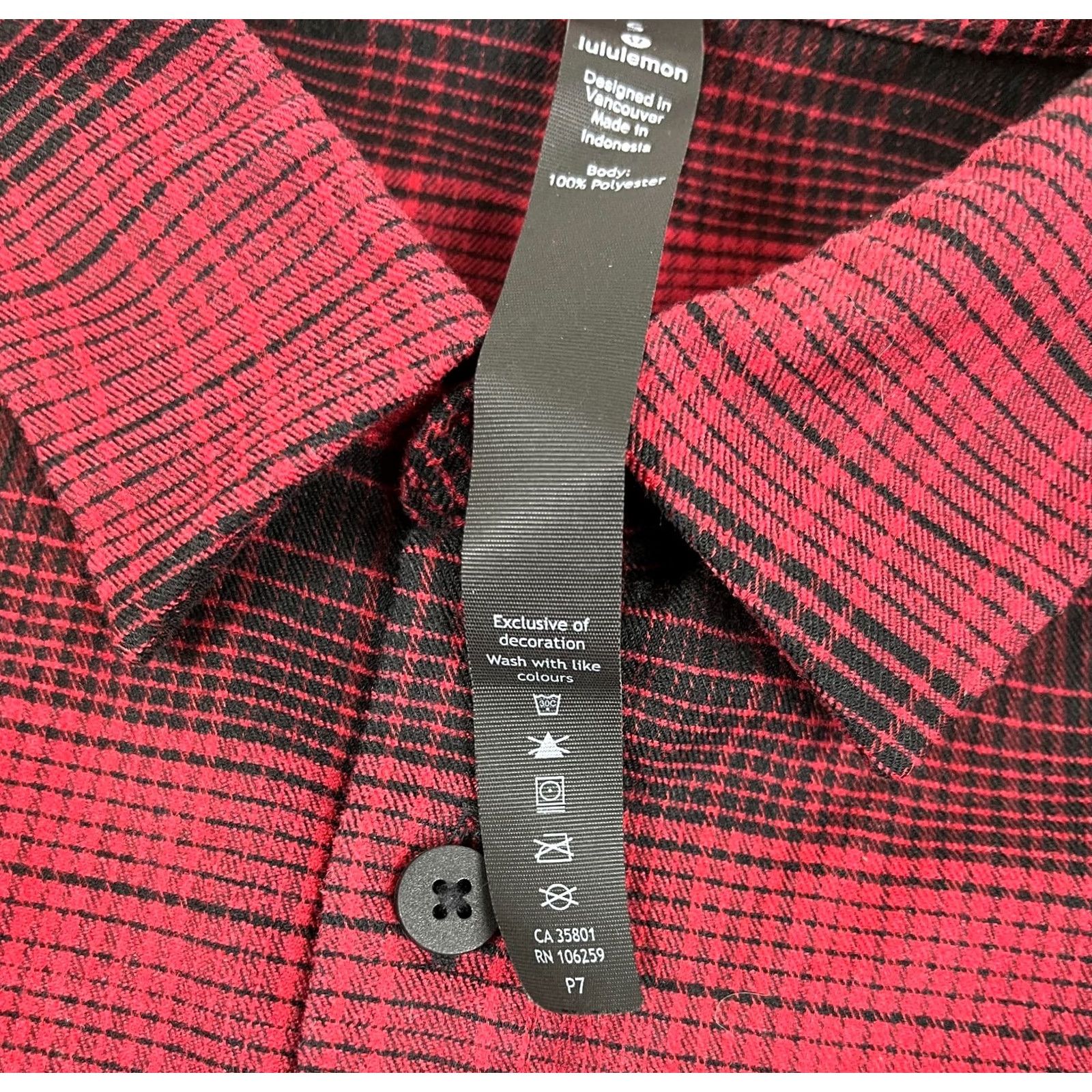 Lululemon Lululemon Mason's Peak Flannel Shirt Plaid Button-Up Polyester Red Sz S Mens Clothing Shirt Women's? Size US S / EU 44-46 / 1 - 6 Thumbnail
