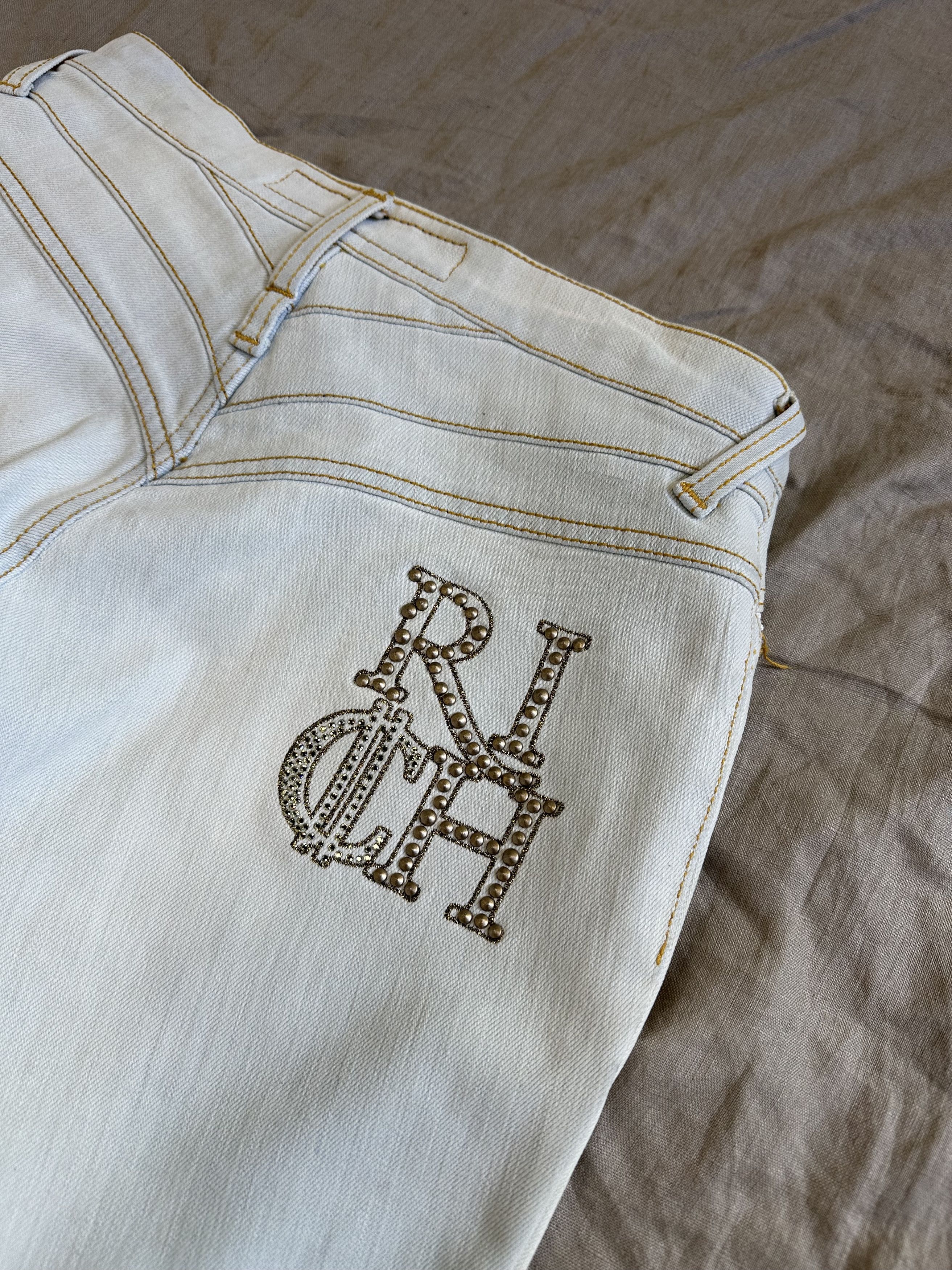 John Richmond Richmond Vintage y2k Rhinstone Logo Denim Jeans 6654AC Size 28" / US 6 / IT 42 - 3 Thumbnail