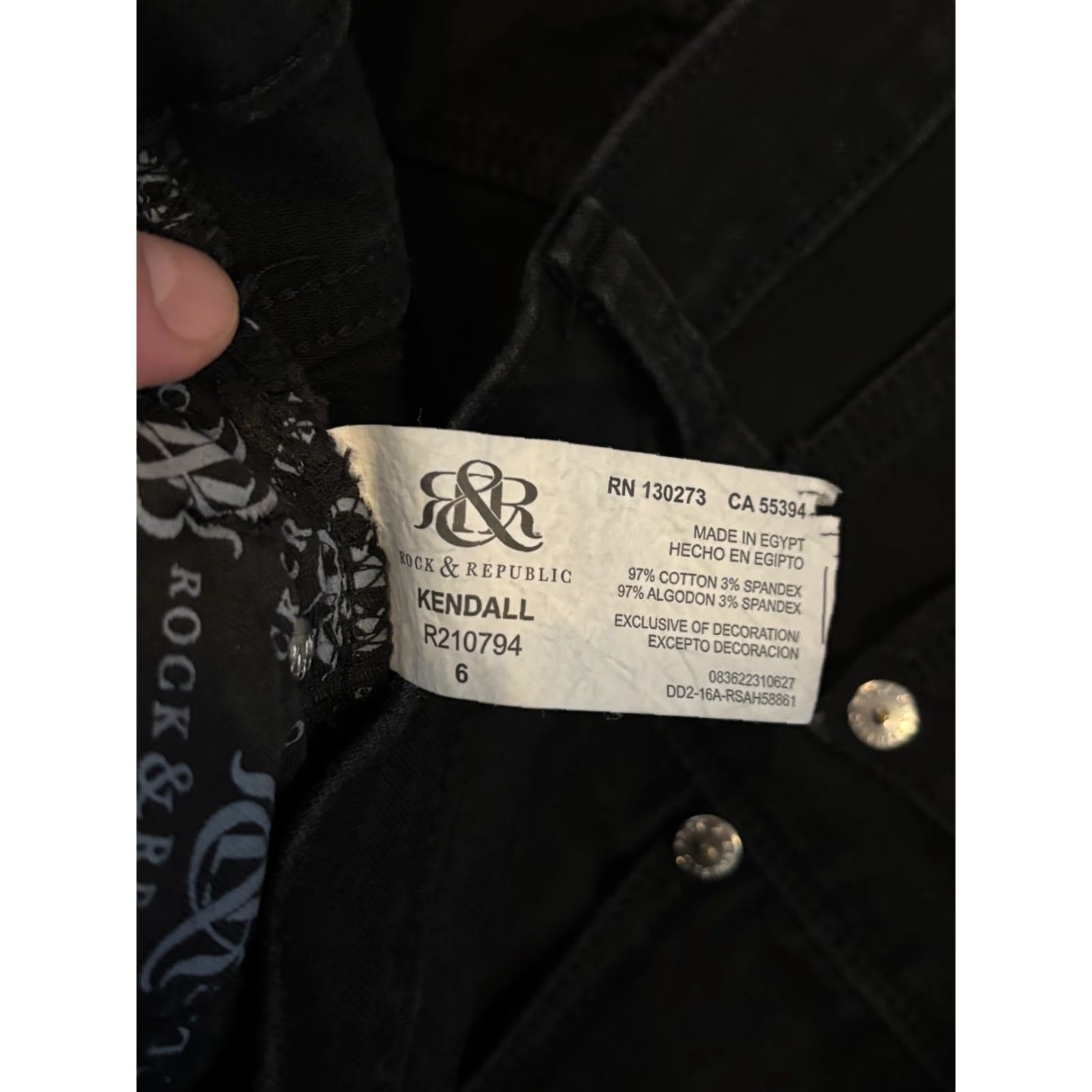 Vintage Rock & Republic Kendall Jeans Womens 6 Black Mid Rise Straight Leg Stretch Size 28" / US 6 / IT 42 - 3 Thumbnail