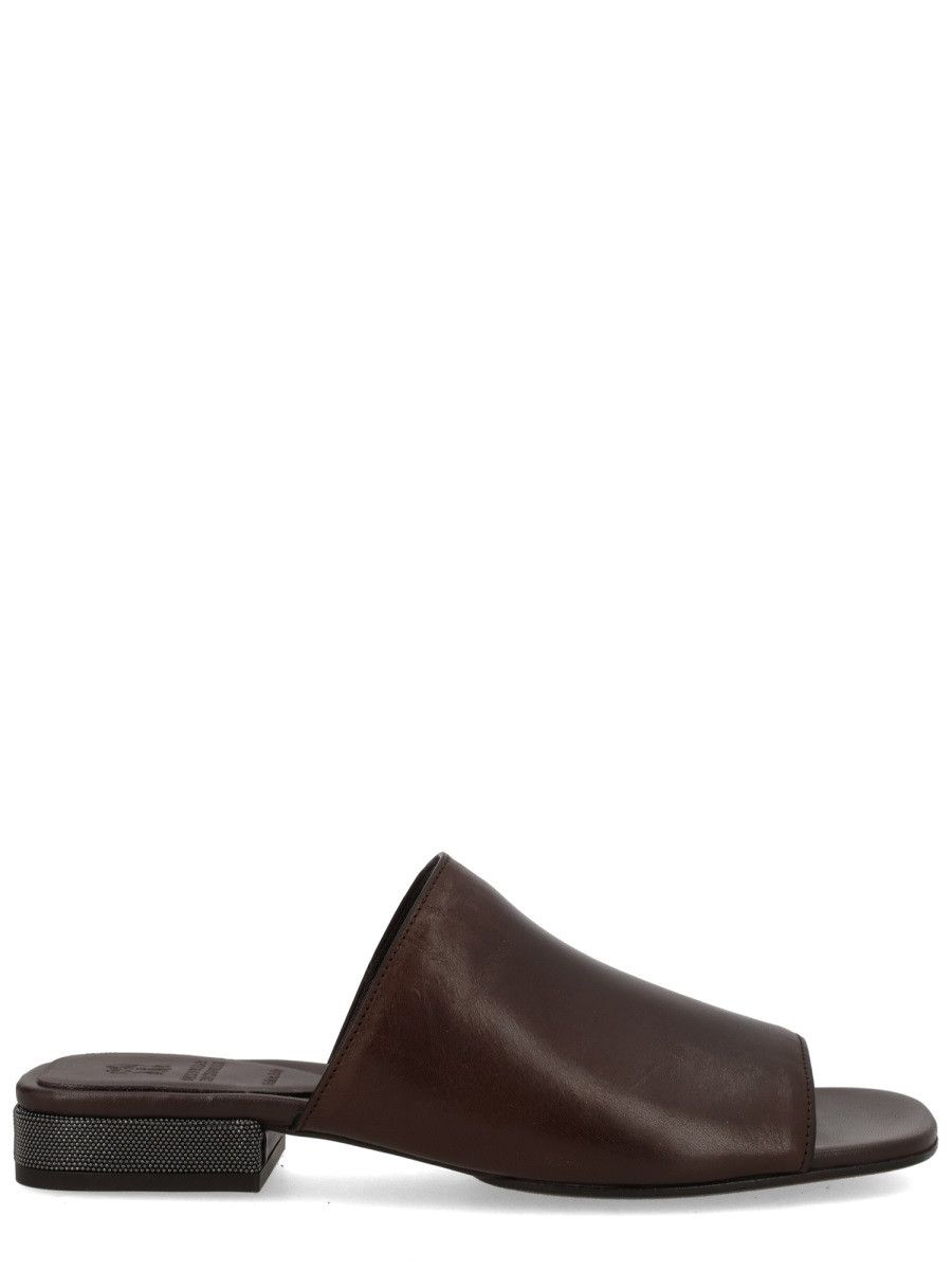 Brunello Cucinelli BRUNELLO CUCINELLI SANDALO IN PELLE CON TACCO DECOR (IT 37½) Size US 7.5 / IT 37.5 - 1 Thumbnail