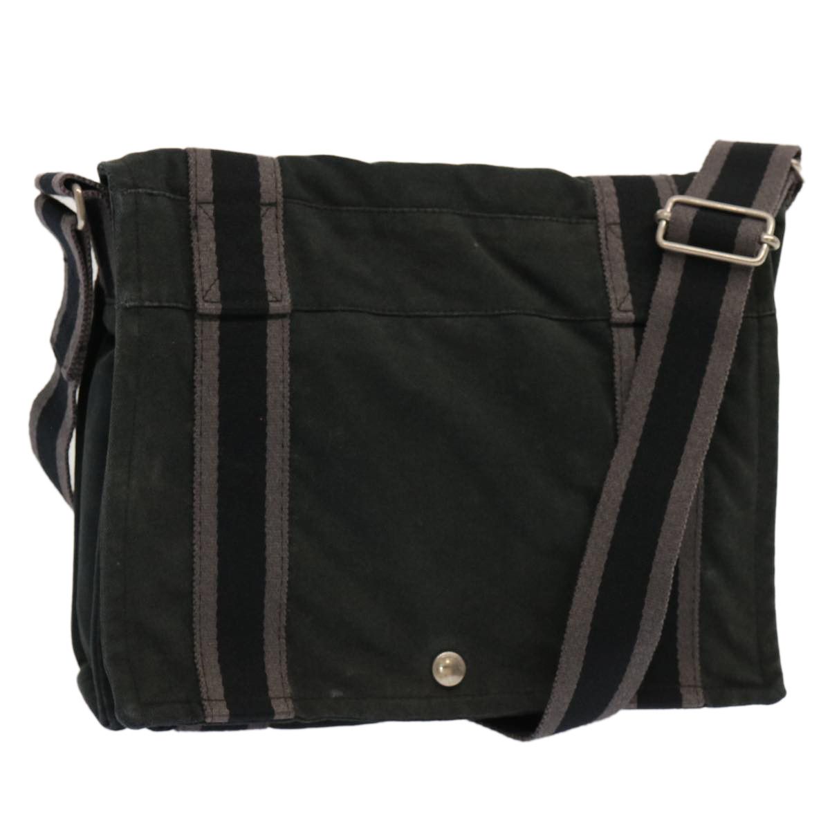 image of Hermes Fourre Tout Bassas Shoulder Bag Canvas Green Gray Auth Bs13468 in Green/Gray, Women's
