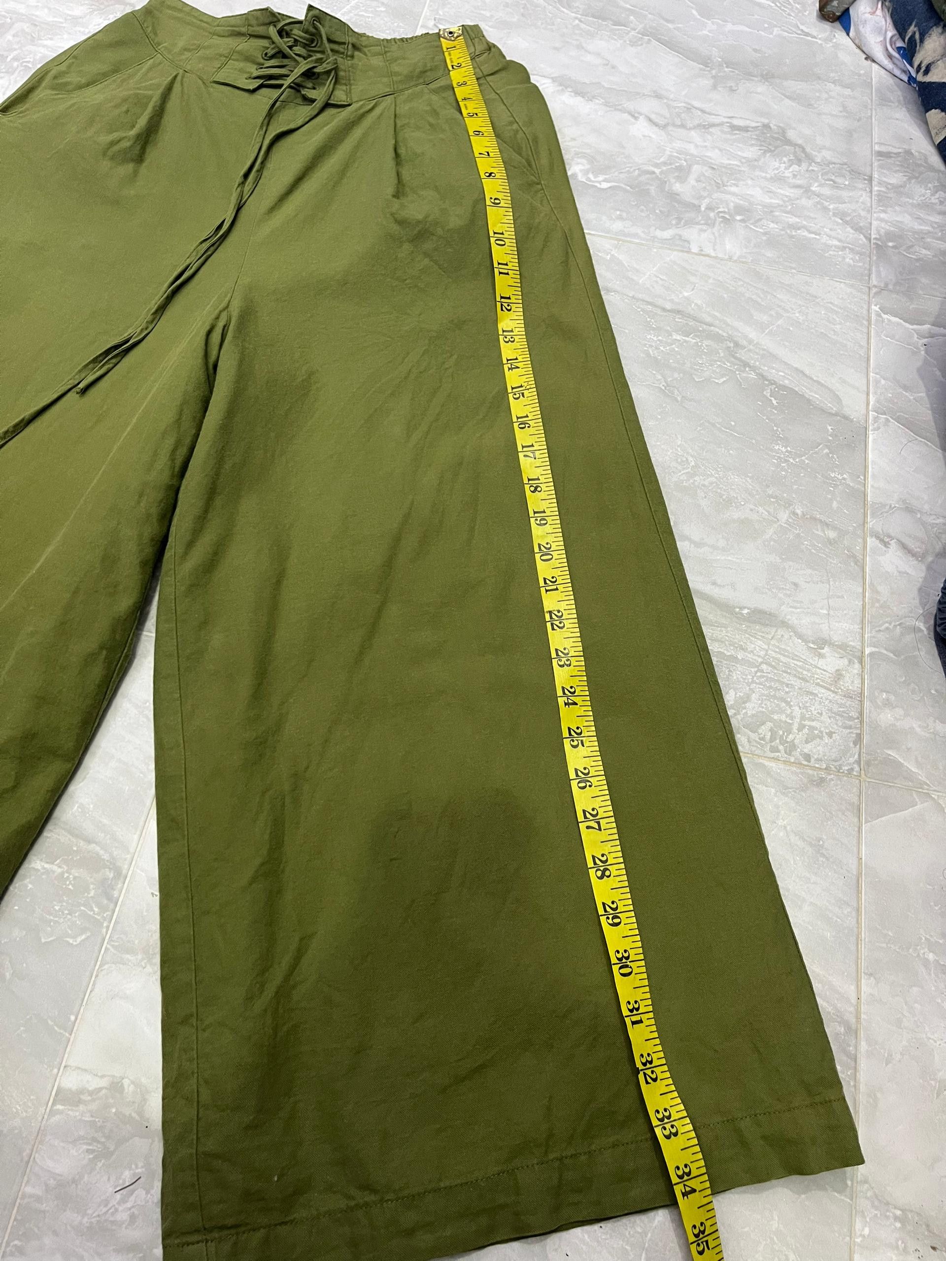 LOWRYS FARM Lowrys Farm Olive Wide Leg Lace-Up Pants Size 26" / US 2 / IT 38 - 6 Thumbnail