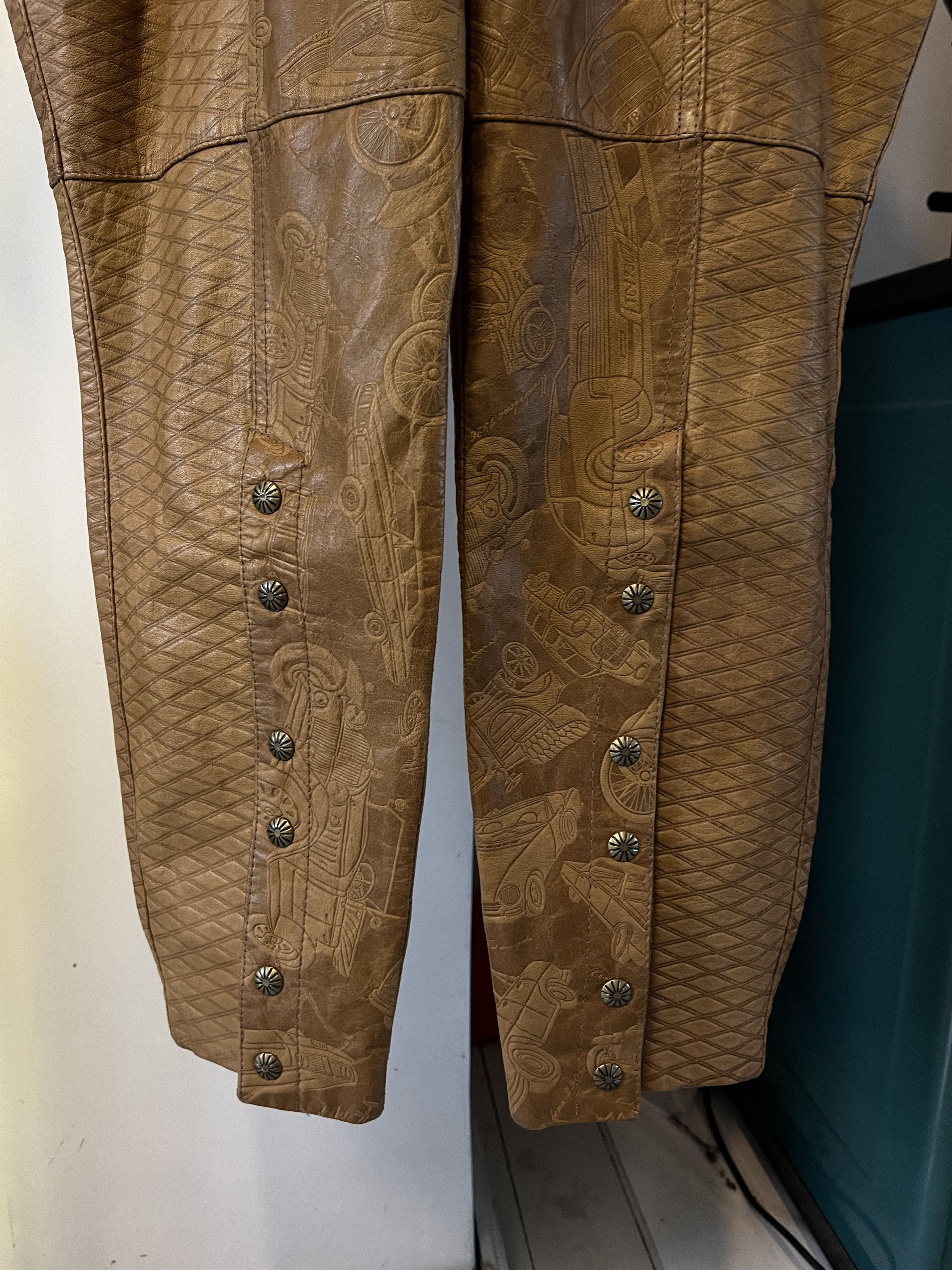 Japanese Brand × Vintage 80s Brazilian Long Lamb Leather Festival Jumpsuits Size US 30 / EU 46 - 9 Thumbnail
