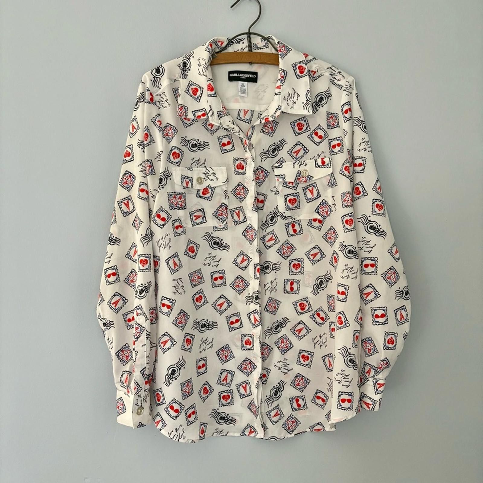 Karl Lagerfeld Karl Lagerfeld Paris Themed Women’s M Blouse Size M / US 6-8 / IT 42-44 - 1 Thumbnail