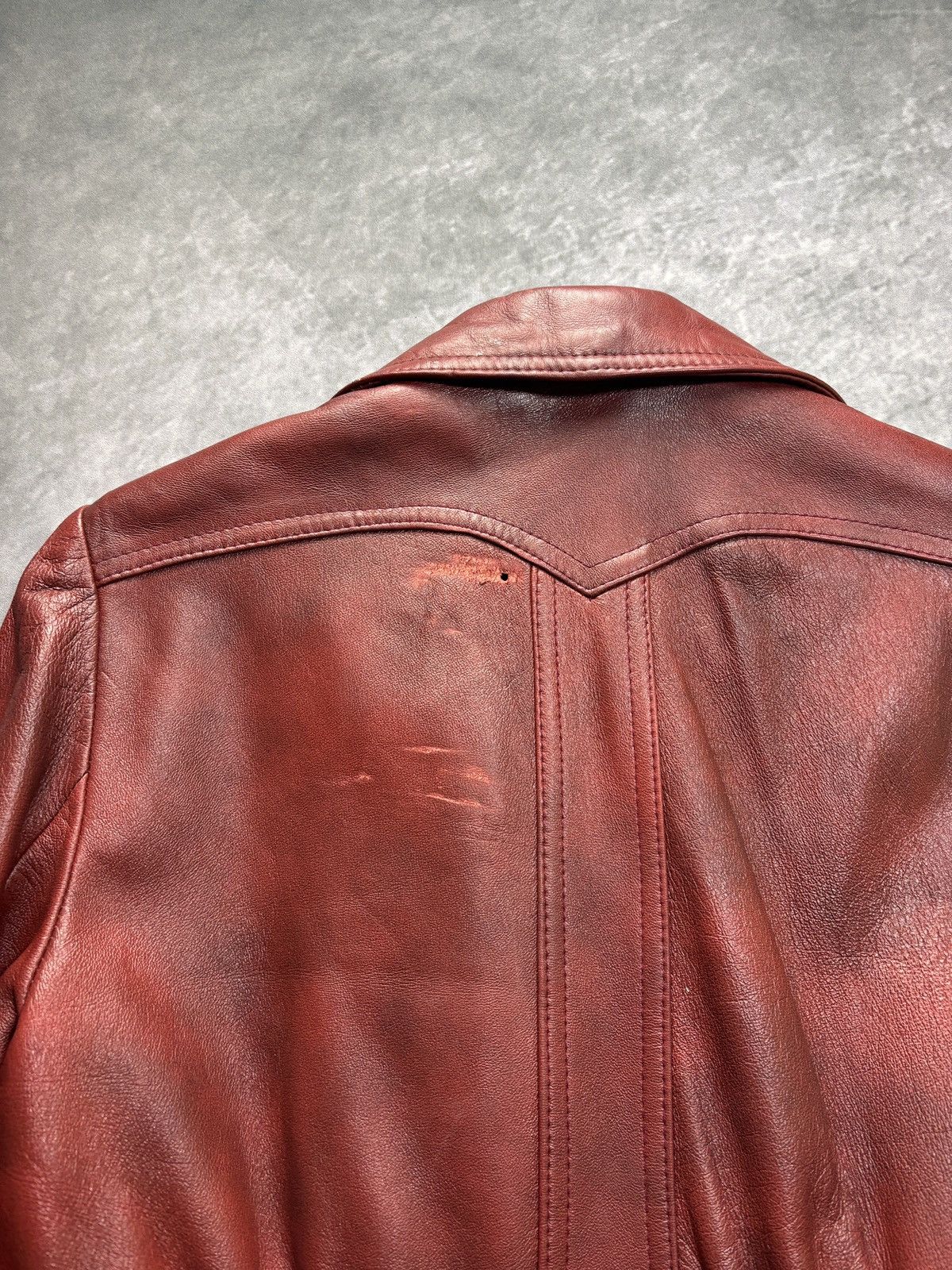 Vintage 70s Vintage Leather Jacket Belted Cropped Red Olympic Womens Size XXL / US 16-18 / IT 52-54 - 11 Thumbnail